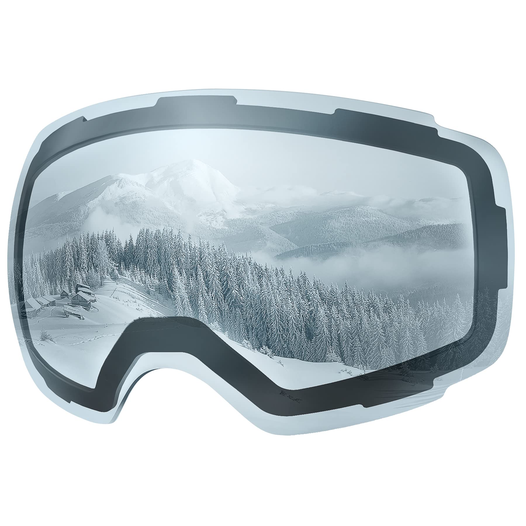 OutdoorMaster Gogle narciarskie PRO – wymienna soczewka bez oprawki, 100% ochrona UV400, gogle do jazdy na nartach i snowboardzie dla kobiet i mężczyzn (VLT 80%, jasnoniebieski)