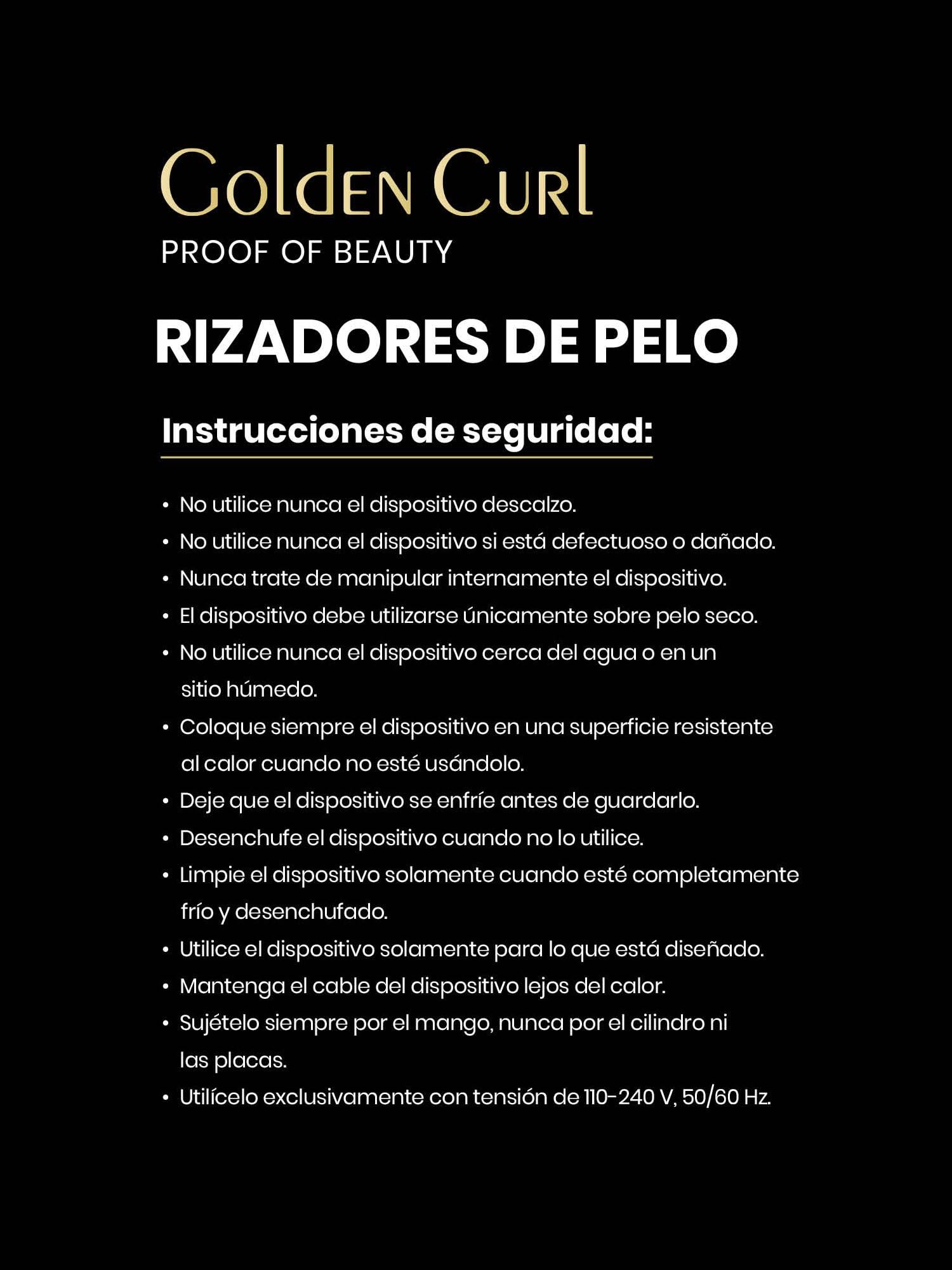 Golden Curl Rizador de Pelo Profesional 18mm-25mm Moldeador Ondulador de Cabello para Ondas y Rizos