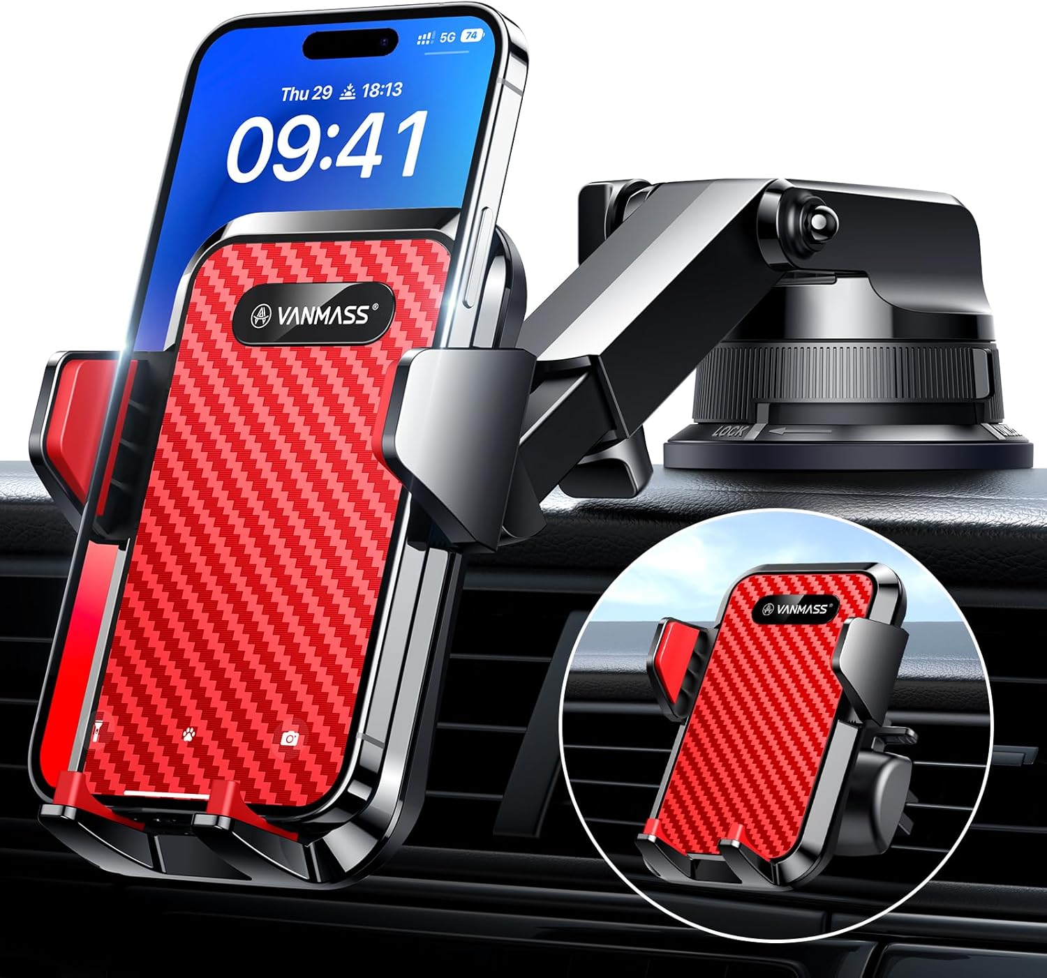 VANMASS [2023 Upgraded] Car Dashboard Phone Holder Mount