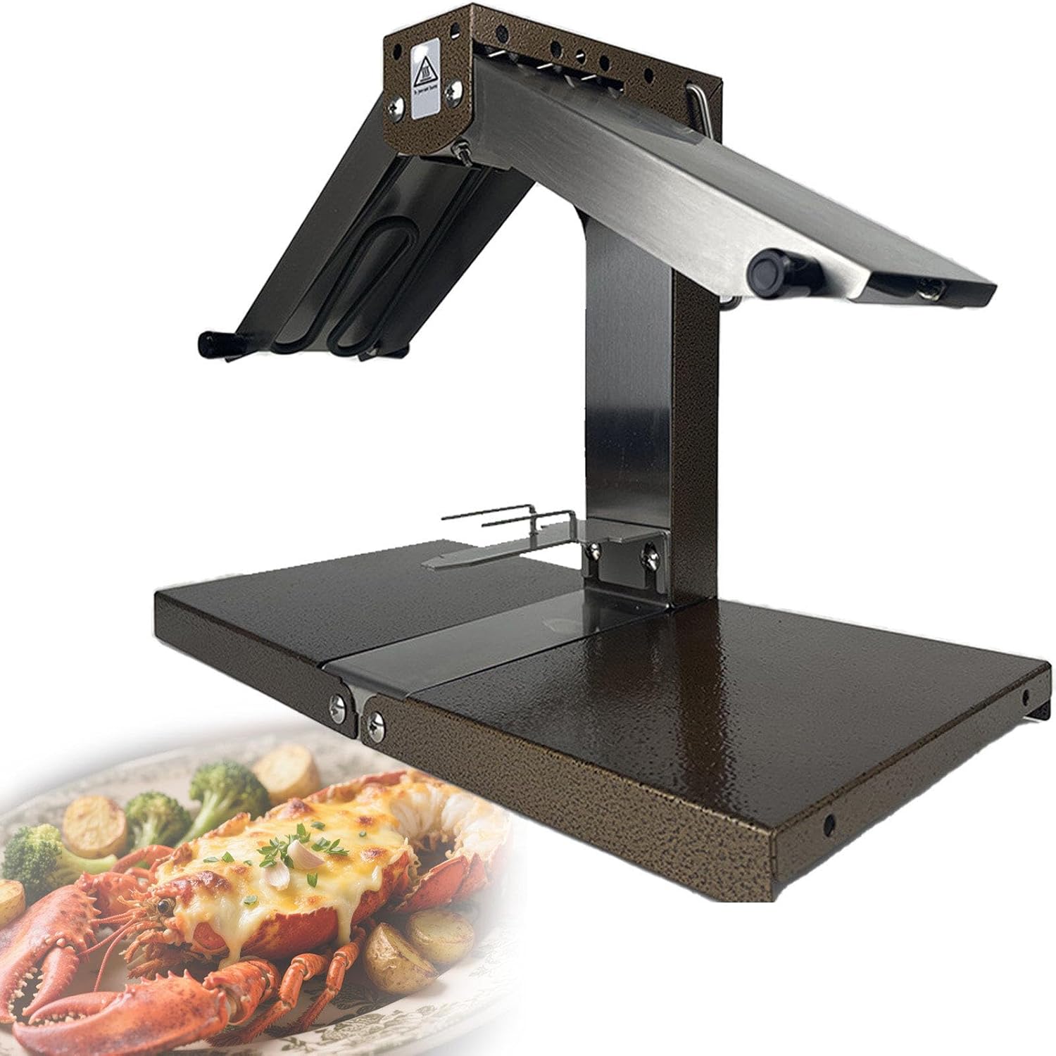 Versatile Cheese Melter 600w, Raclette Grill with Removable Clip, Adjustable Sliding Rack, Tilting for Easy Cheese Removal, Easy Install Home Restaurant A