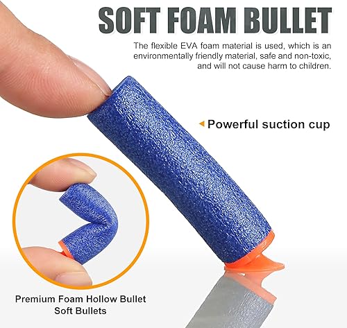 Miniatura 8 de Pistola de juguete realista para pistolas Nerf, dardos de espuma con alcance, 100 balas suaves, rifle de francotirador semiautomático, pistola de