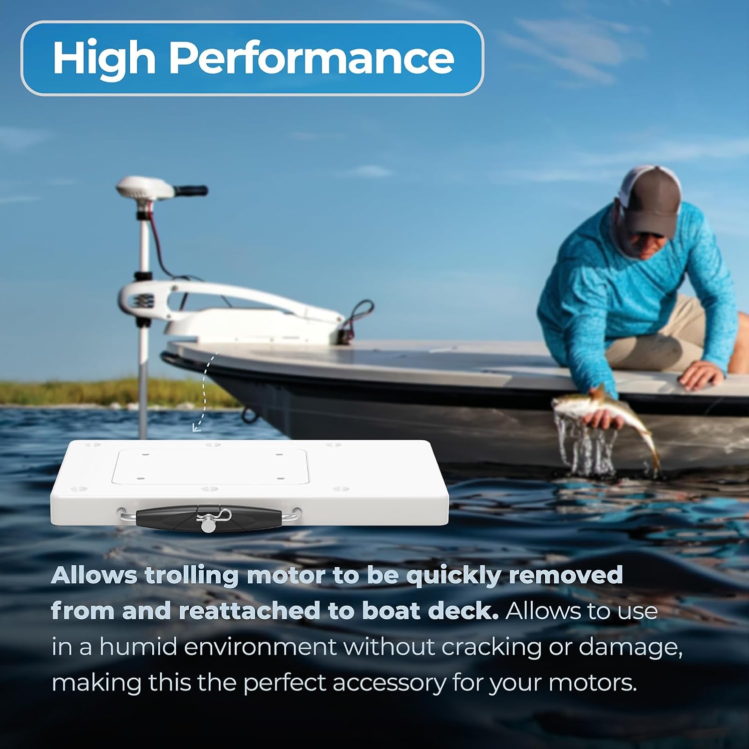 Trolling Motor Quick Release Mount 1854017 Compatible with Minn Kota Terrova, Riptide ST SP, Ulterra, PowerDrive V2, Deckhand 40 Trolling Motor, Trolling Motor Mounting Bracket, White