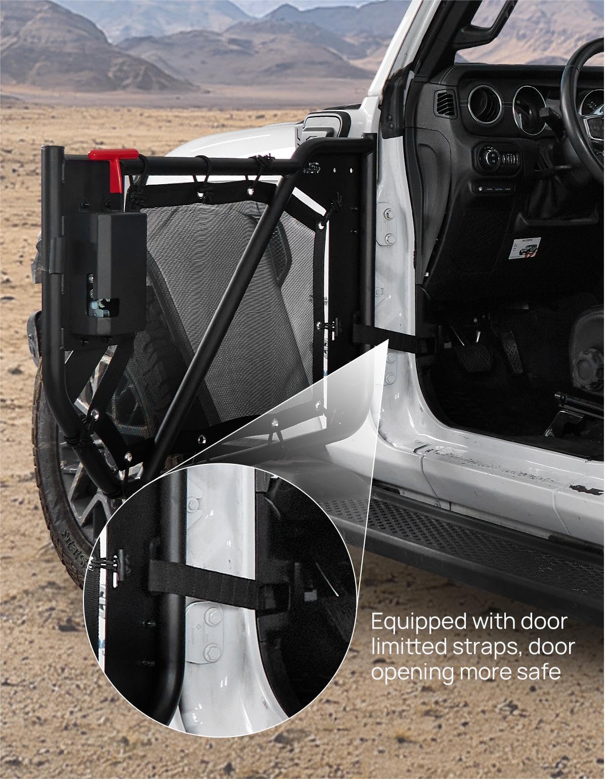 JOYTUTUS Tube Half Door Guards Compatible with 2018-2024 Wrangler JL Unlimtted 2021-2024 JL 4XE & 2020-2024 Gladiator JT, Off Road Front & Rear Tube Doors