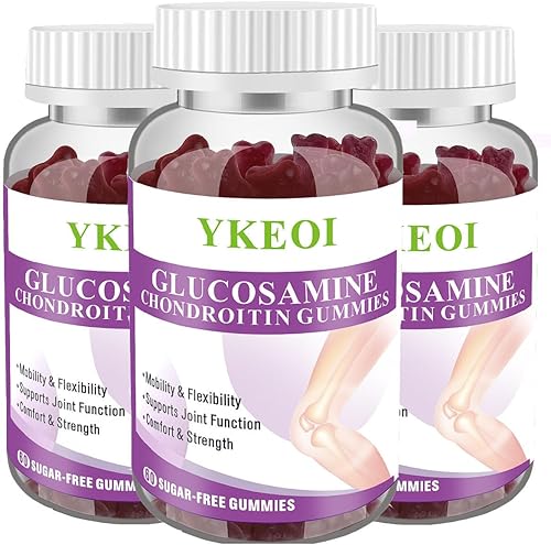 YYKEOI - Gomitas de condroitina de glucosamina sin azúcar con MSM y calcio, gomitas de apoyo articular para hombres y mujeres, suplemento de apoyo
