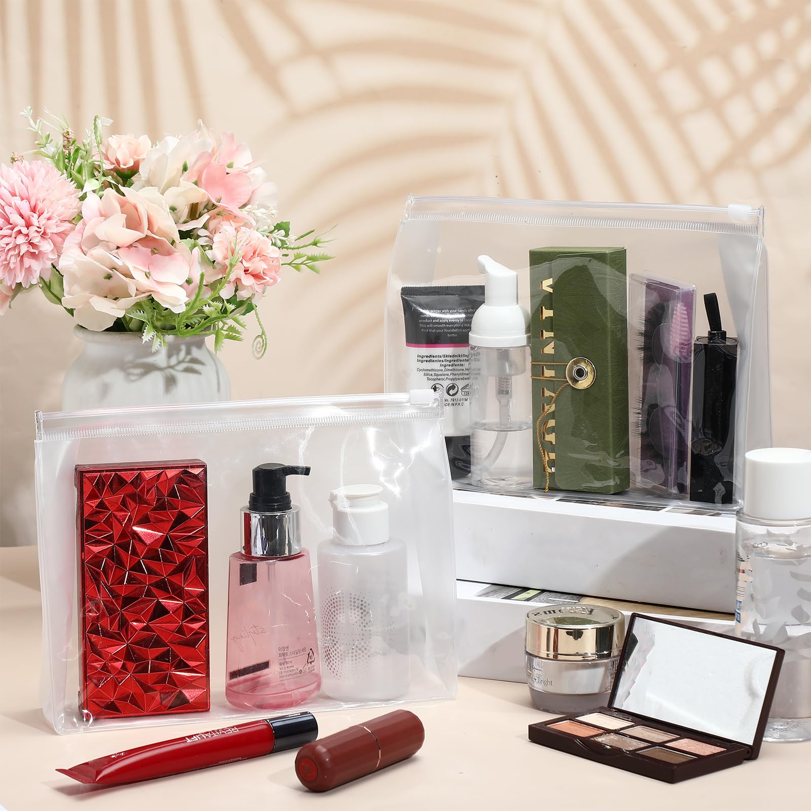 Xuniea 100 Mini Bolsas de Maquillaje Transparentes de PVC, pequeñas Bolsas organizadoras de artículos de tocador de Viaje, Impermeables, de plástico Transparente, con Cremallera, para Mujeres y