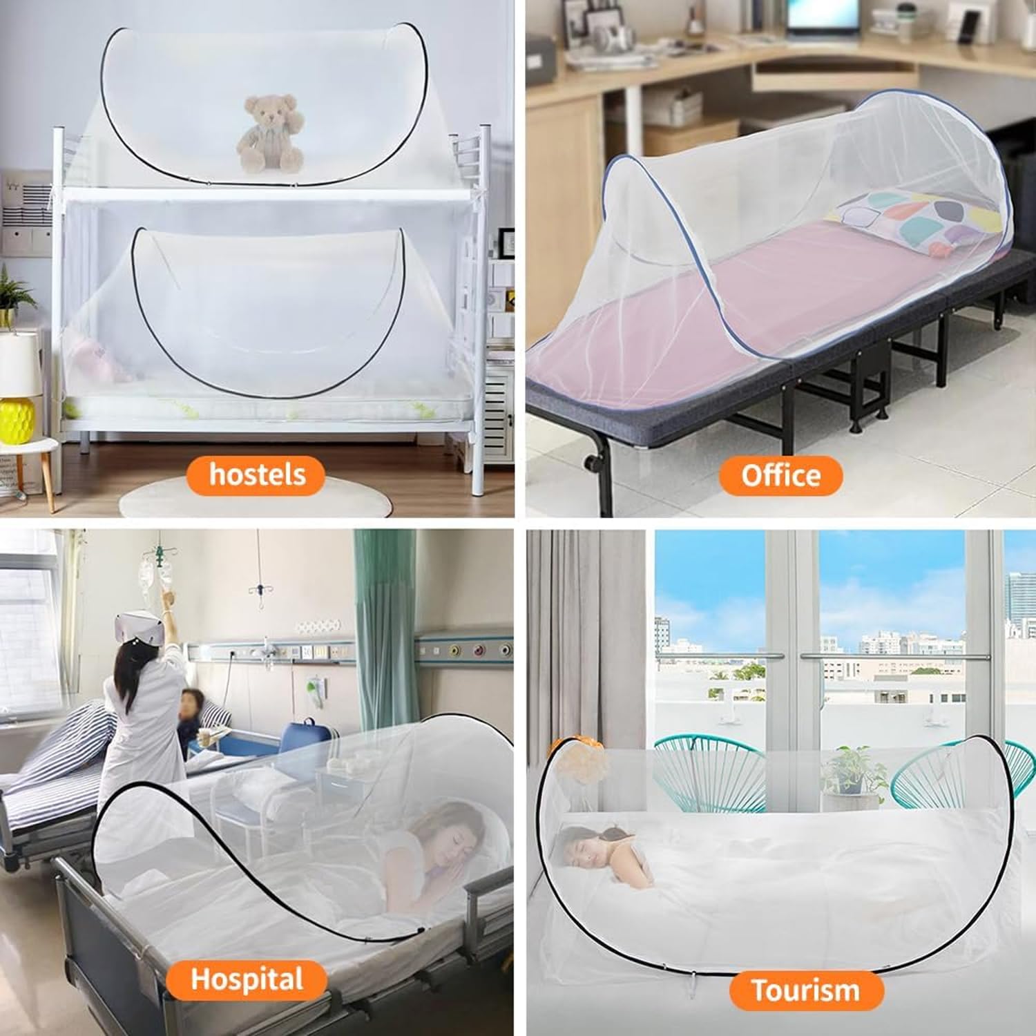 Mosquiteras desplegables, mosquitera plegable, portátil para una sola persona, gran espacio, malla de cifrado sin instalación para el hogar, dormitorio, viajes, camping