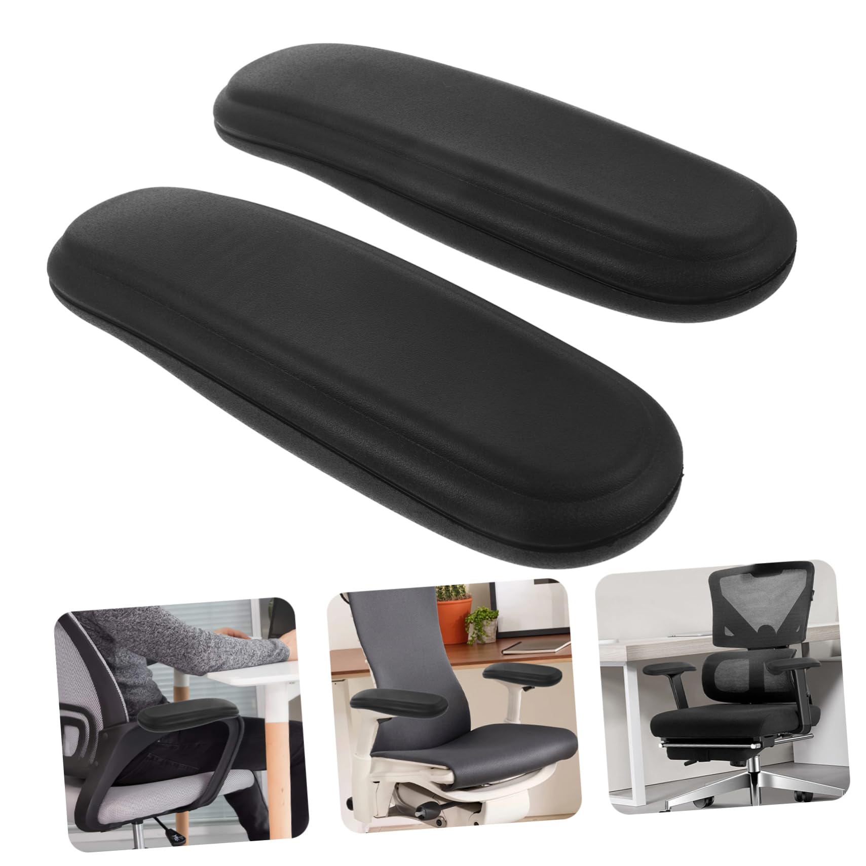 Armlehnenpolster für Bürostühle 2 Stück, Pu Leder, Schwarz