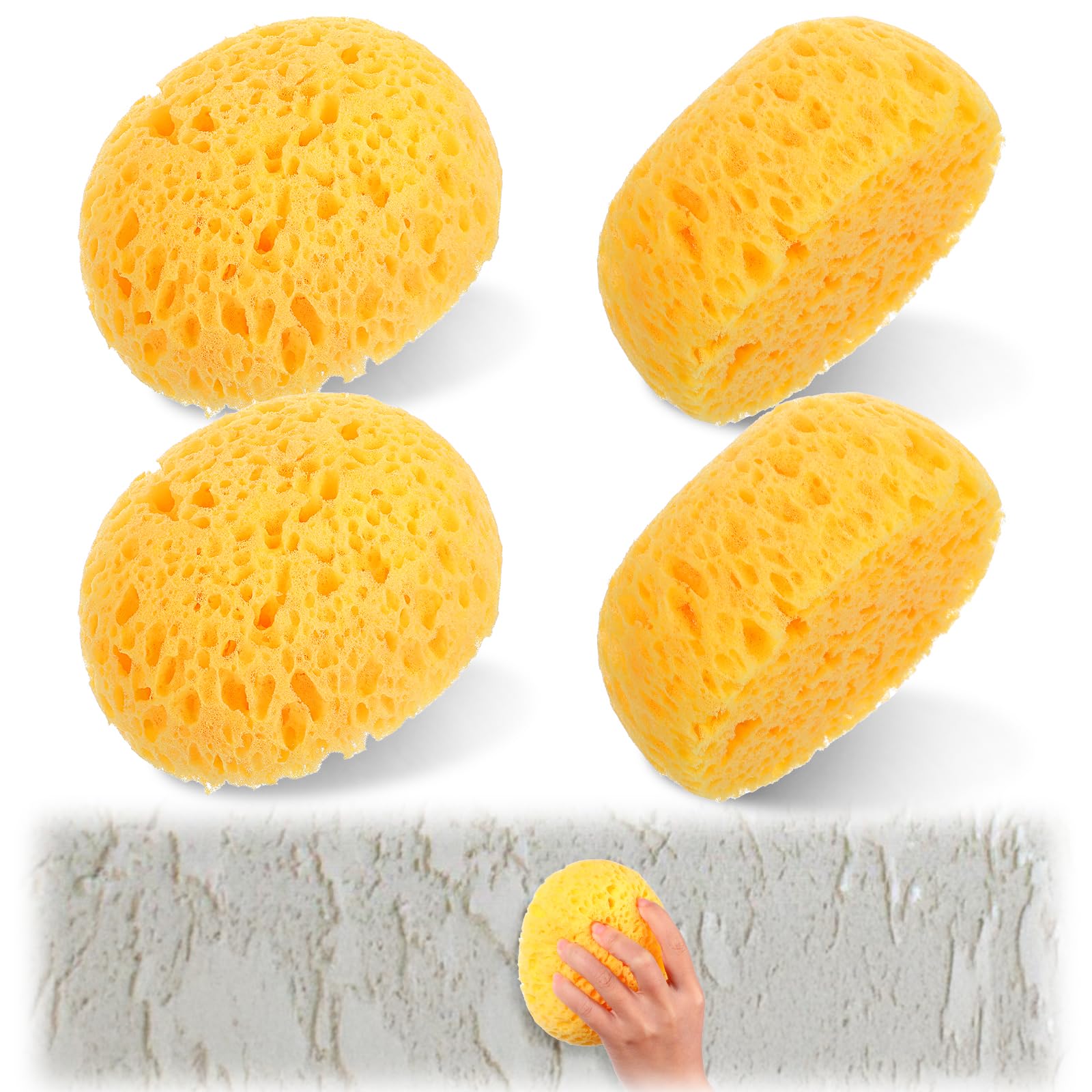 YBEATY 4 Pcs Knockdown Texture Sponges Wall Drywall Patch Repair Ceiling Drywall Wall Natural Sea Sponges for Home Decor DIY Painting Acrylic Watercolor Marbling Texturing Pottery Ceramics - Image 3