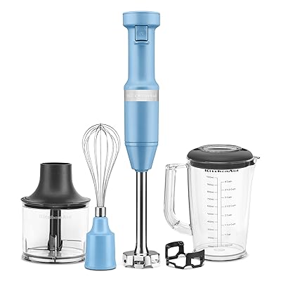 KitchenAid Variable Speed Corded Hand Blender with Accessories, Blue Velvet, KHBV83VB