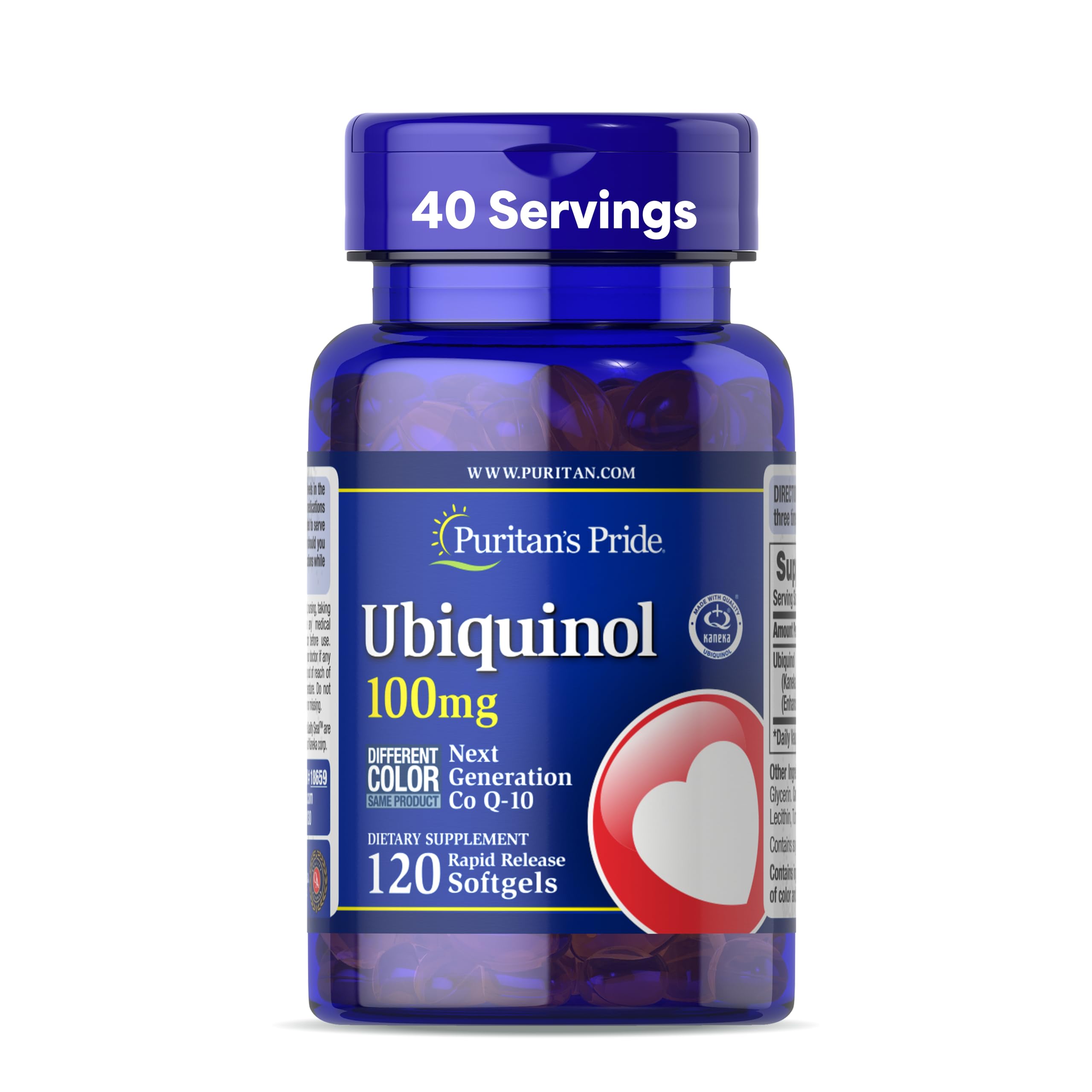 Puritan's Pride Next Gen Ubiquinol Coenzyme CoQ10 100mg, 120 Servings 120 Count (Pack of 1)