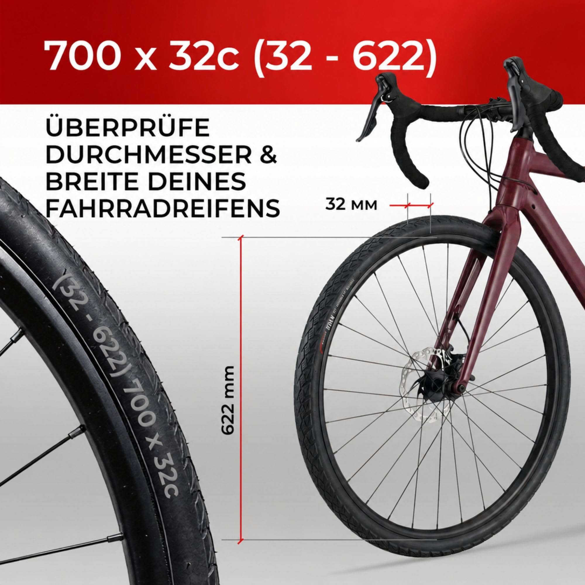 Fincci Fahrradreifen 28 Zoll Paar Kevlar 700x32c Reifen Roam Mantel 2er Set | Fahrradmantel 32-622 mit 1 mm Pannenschutz 30 TPI fuer Stadtfahren Gravel Reiserad Hybridrad Stadtrad und E-Bike 2er Pack