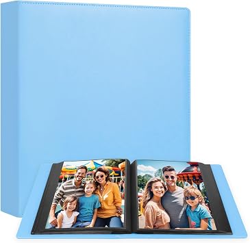 Aevdor 8x10 Photo Album, 168 Photos, Leather Cover, Blue