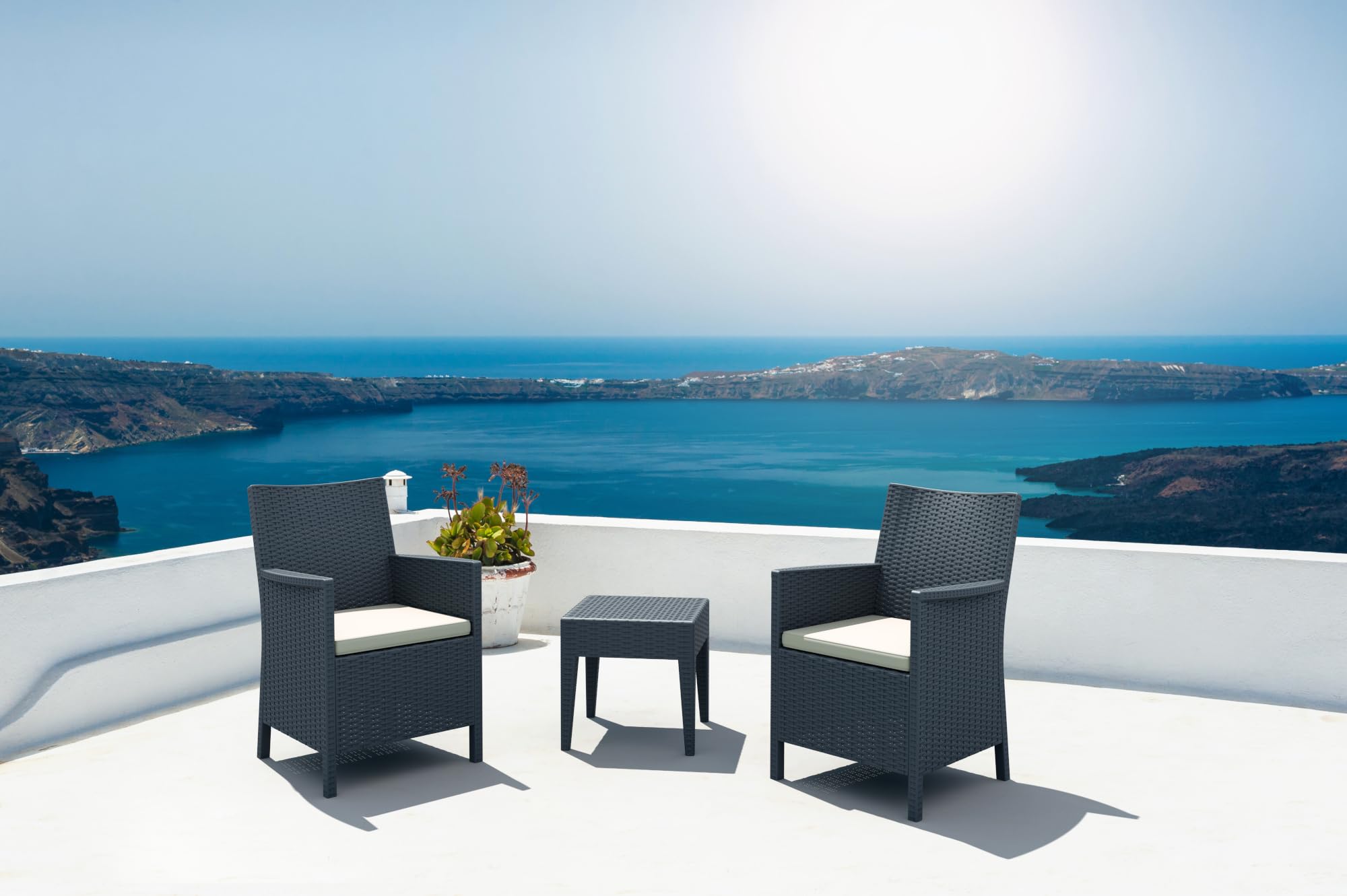 CLP Tavolo da Giardino Miami in plastica I Tavolino impilabile in Rattan I Tavolo da Salotto per Esterni, Colore:Grigio Scuro, Dimensione:45 x 45 cm