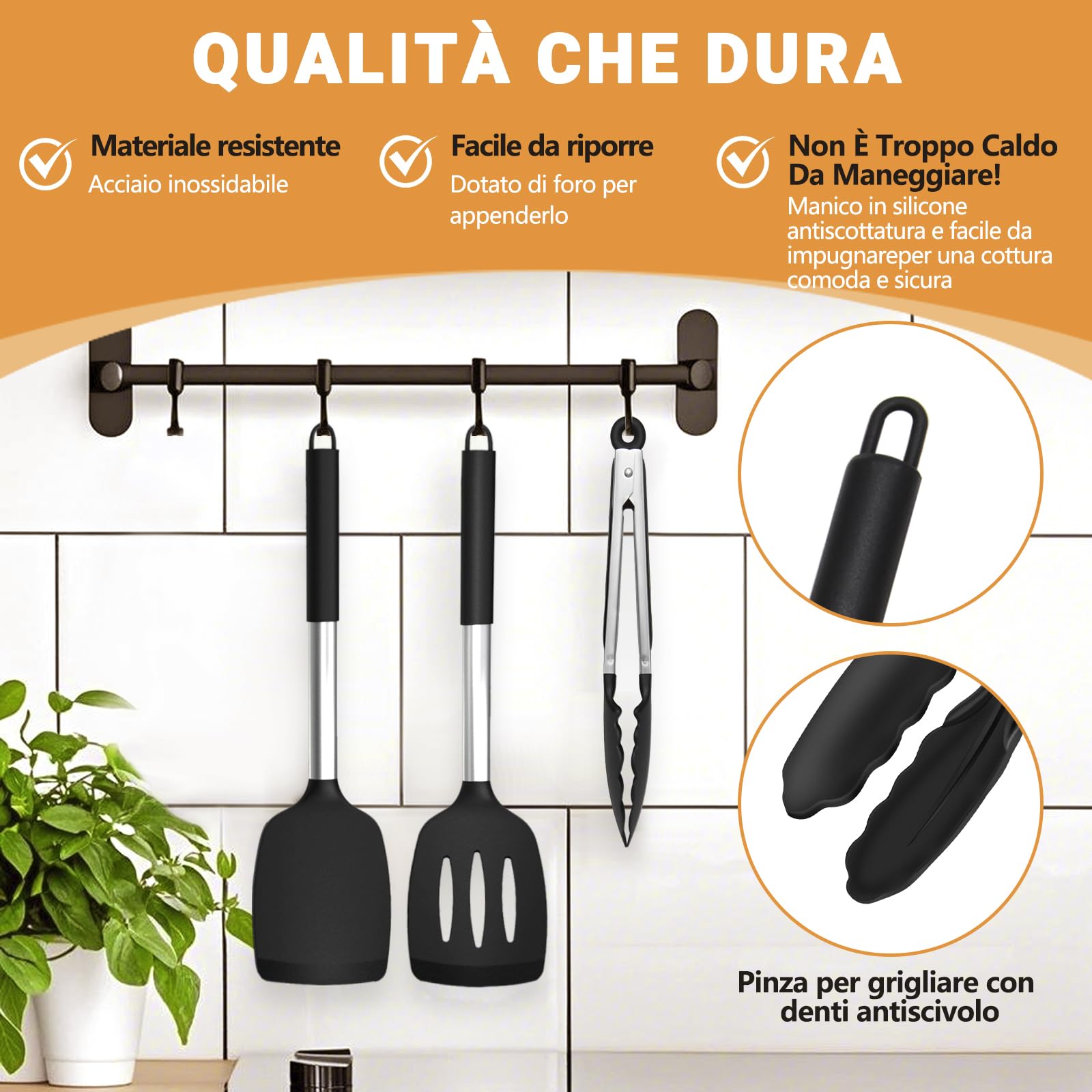 Spatole da Cucina, Spatola da Cucina Antiaderente Resistente al Calore, Utensili Che non Graffiano le Pentole, Spatola in Silicone, Lavabile in