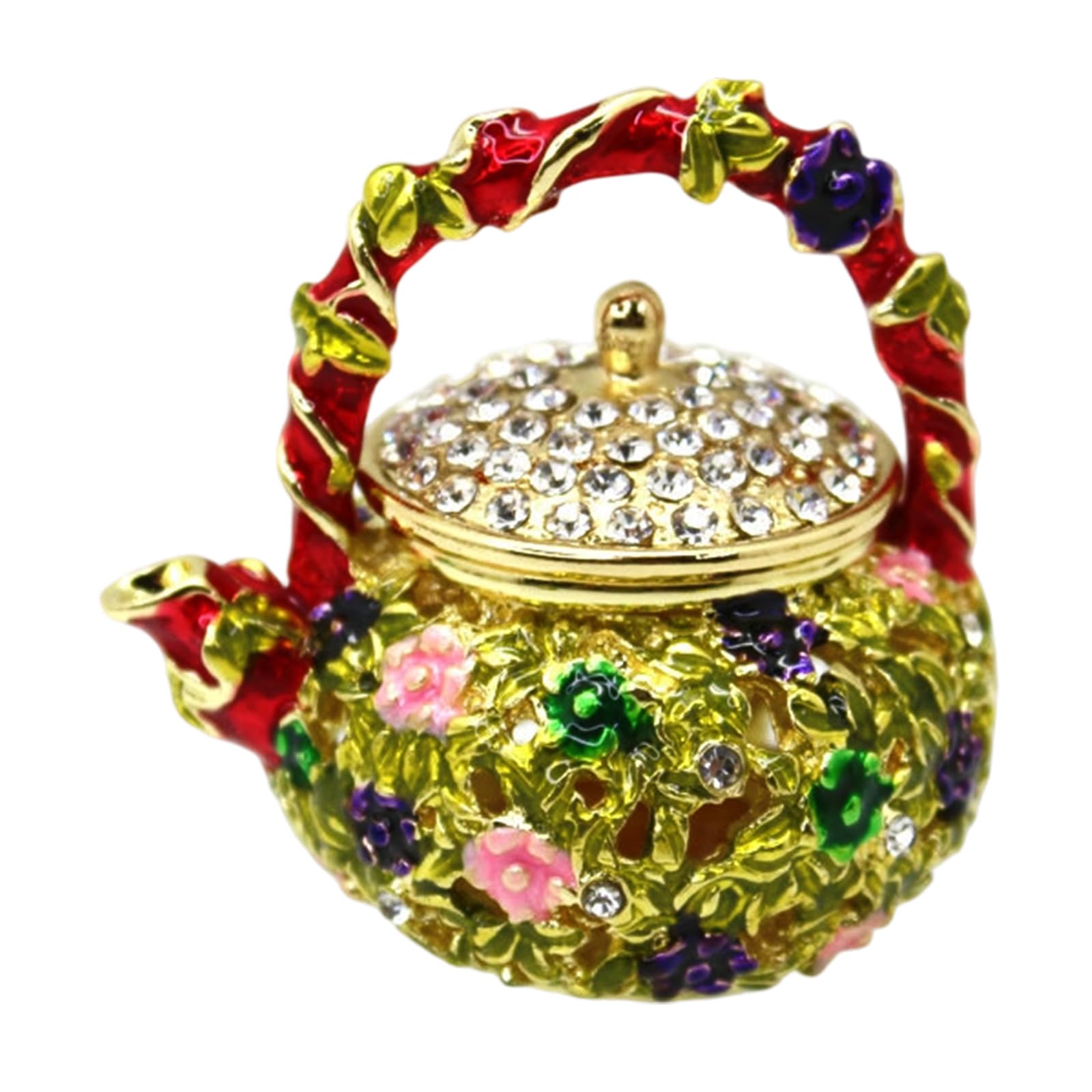 NVOQILIN Unique Enameled Jewelry Box in Chinese Teapot Design for Giving Coating Craft Box