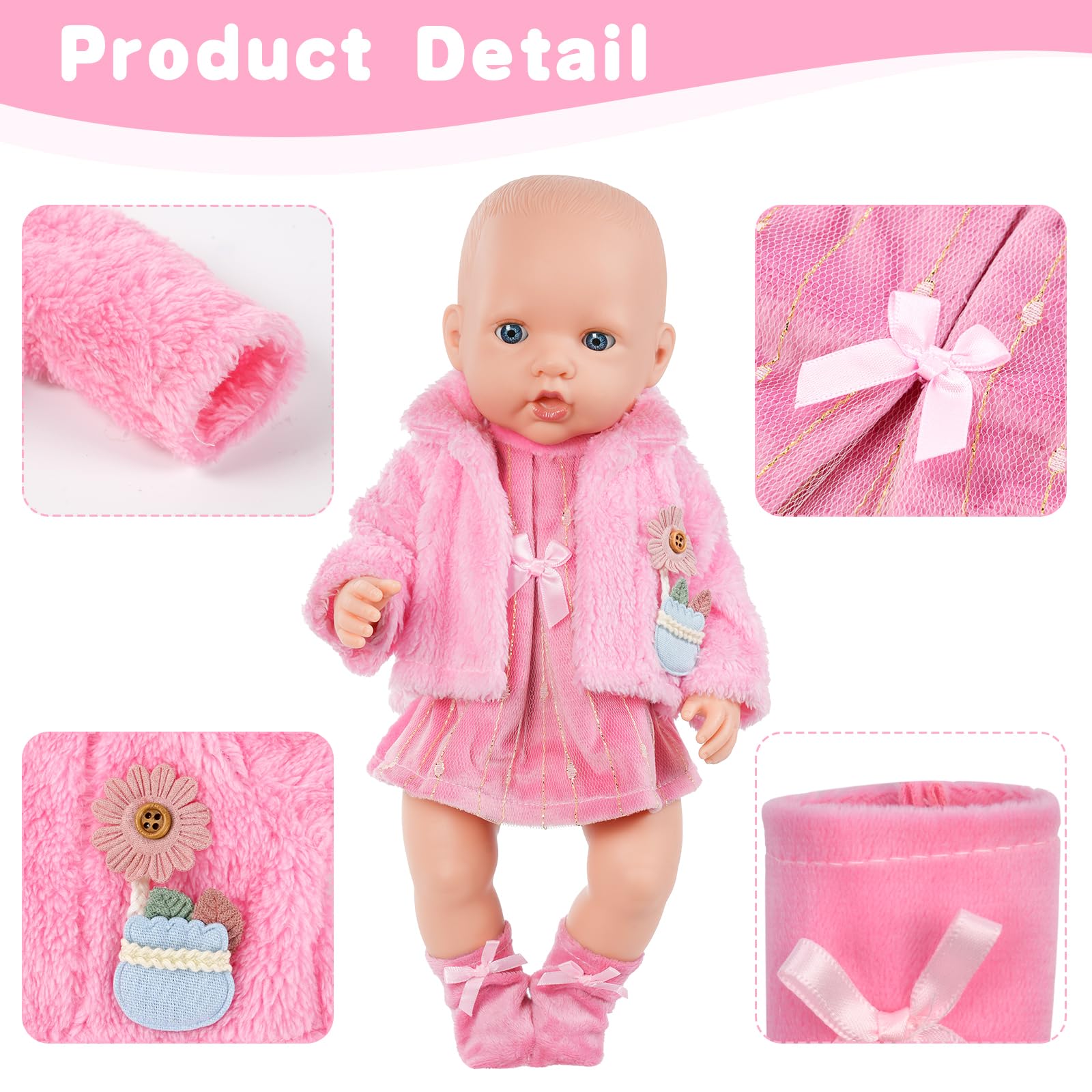 Aolso Ropa para Muñecas Bebé，Ropa para Muñecos Bebé de 35cm-45cm，Conjunto de Ropa de Muñeca,Juego de Disfraz de Muñeca para Niños y Niñas,Accesorios para Muñeca(no muñecas)-Cordero