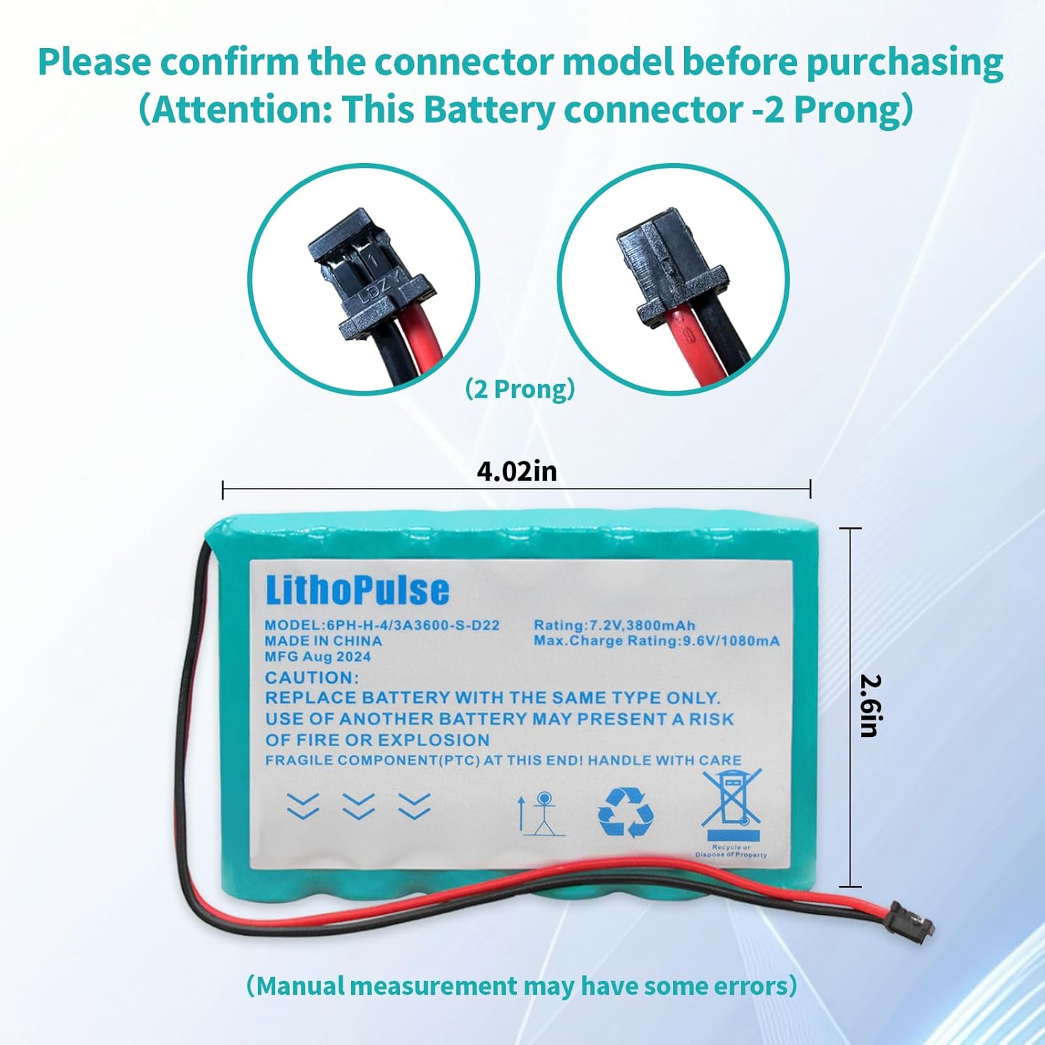 6PH-H-4/3A3600-S-D22 Battery Replacement Compatible with DSC IMPASSA 9057 SCW9055 SCW9057 Security System Alarm Control Panel 17000152 SCW-BATTERYHC Ryme B66 7.2V 3800mAh Ni-MH Battery