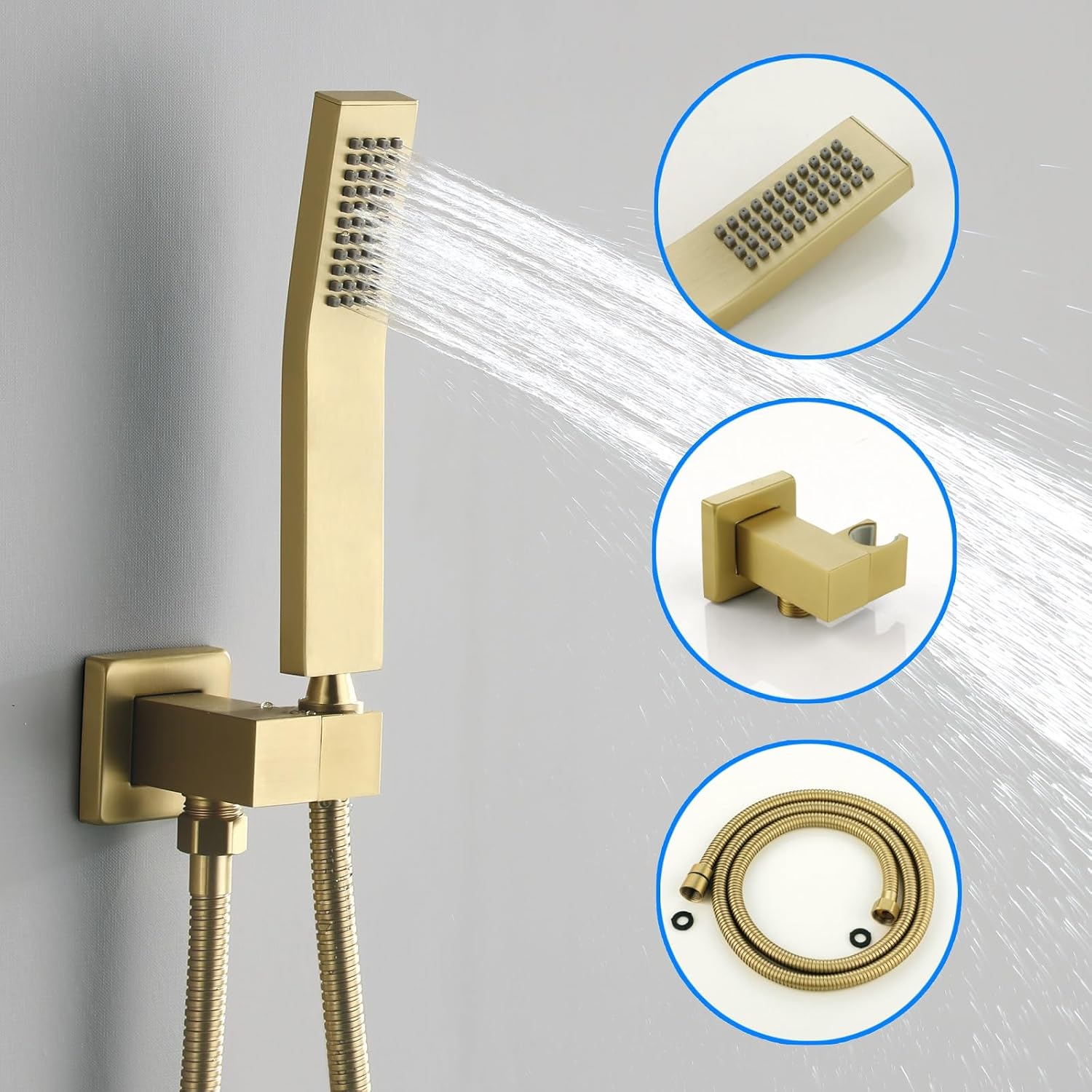 JOYWELL Shower Faucet Brushed Gold Shower System 8 Inches Rain Shower and Handheld Shower Combo,2-Function Pressure Balance Shower Fixtures,Included Shower Trim Kit - Image 4