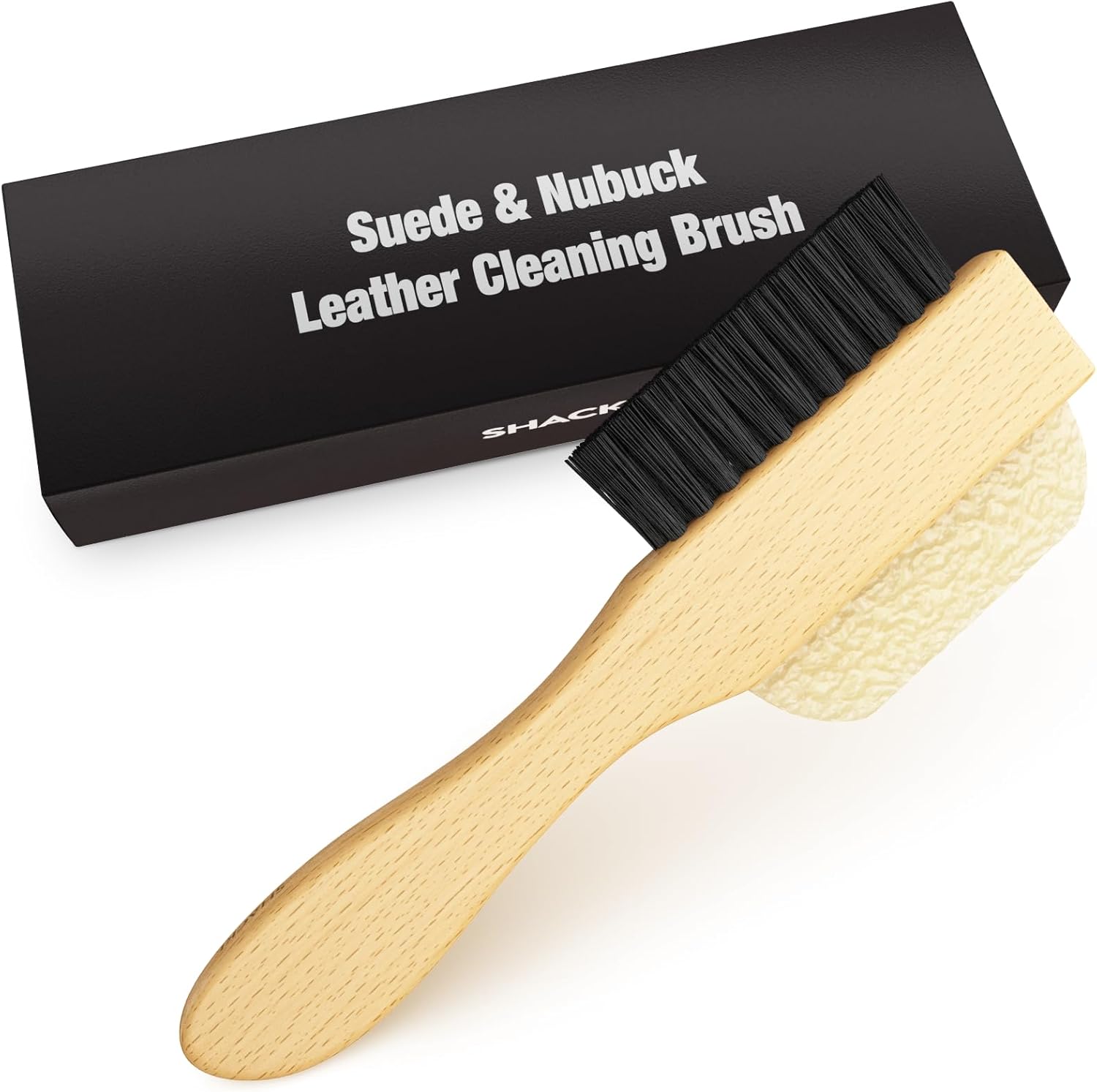 Shacke Suede Shoe Cleaner Brush - Yellow Rubber Suede Eraser with Soft Bristle Brush for Suede Cleaner and Nubuck Brush, Cherry Brown - Image 2