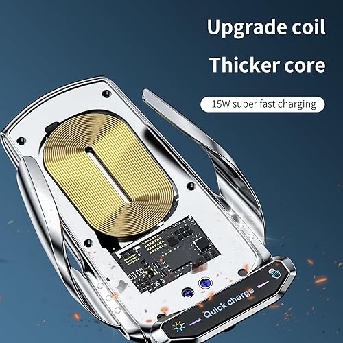 Miniatura 5 de Cargador de coche inalámbrico Soporte de teléfono para automóvil, carga inalámbrica, carga rápida de 15 W, soporte de teléfono con sujeción