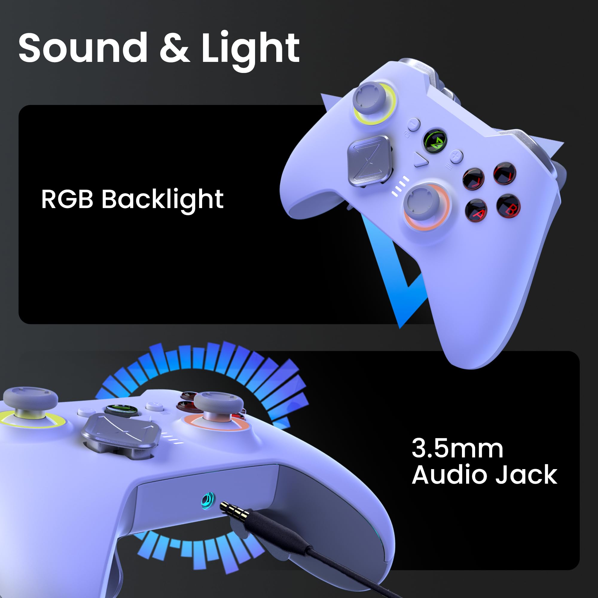 ZD O+ Excellence - Controller wireless per PC, design modulare, pulsanti rimappabili, joystick Hall 3D, jack audio e RGB, controller di gioco personalizzabile per PC/Switch2/Android/iOS (bianco)