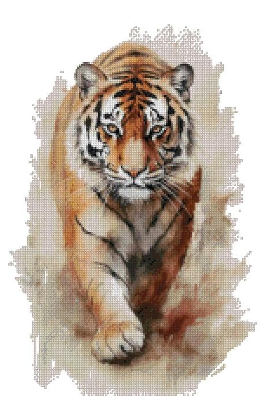 Max Stitch Design Red Tiger Walks In,Cotton Counted Cross Stitch Kits, 14Ct Cotton, 150X220 Stitch 26X40cm Tiger Cross Stitch Kit