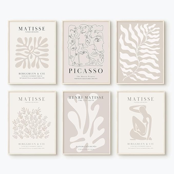 Henri Matisse Wall Art Prints: Aesthetic Beige Flower Canvas Pictures