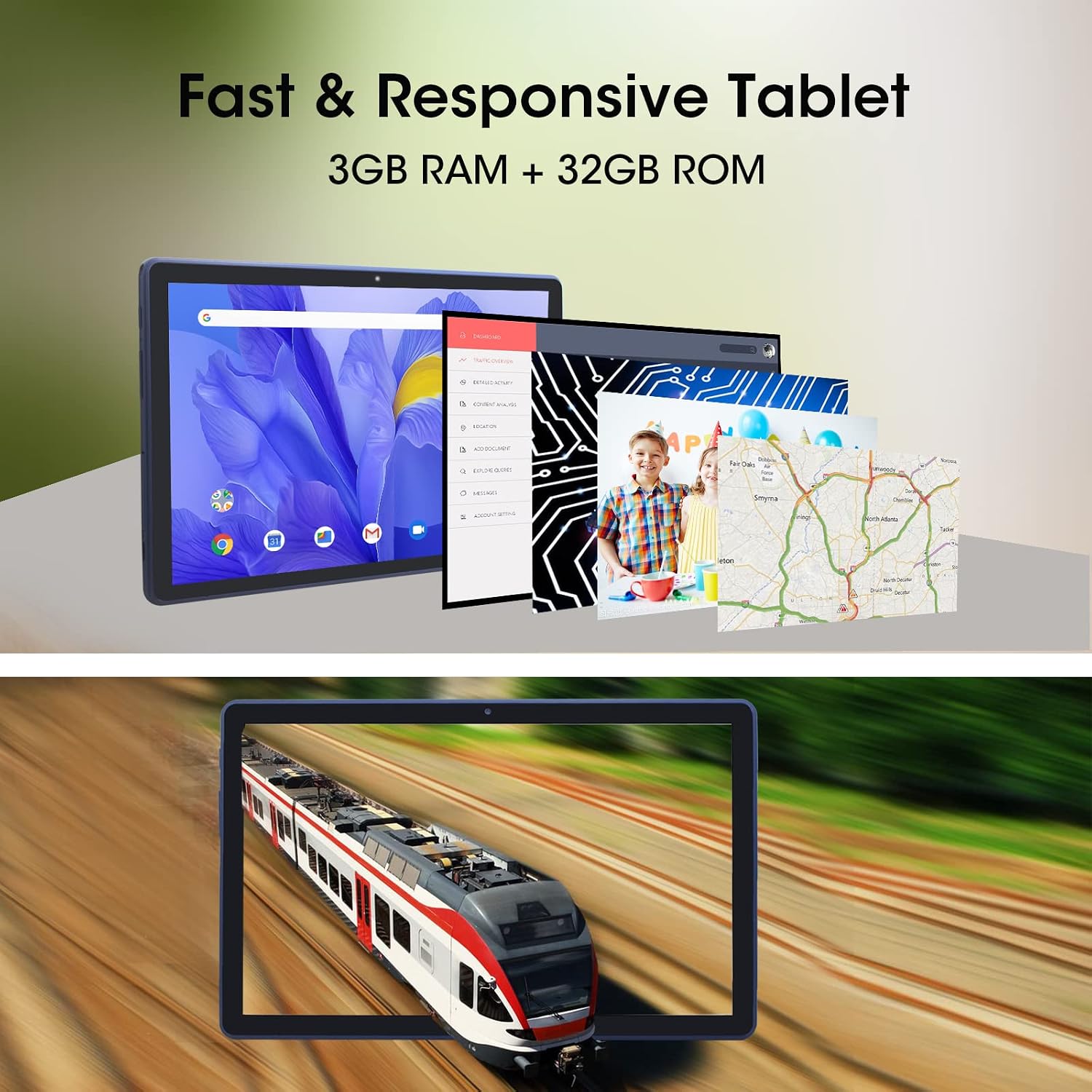 CWOWDEFU Tablet 10 inch Android 11 Tablet PC 5G WiFi 6 Tabletas 32GB ROM Tablette 1332x800 IPS HD Touch Screen Kids Tablets 10+ Inch (Blue)