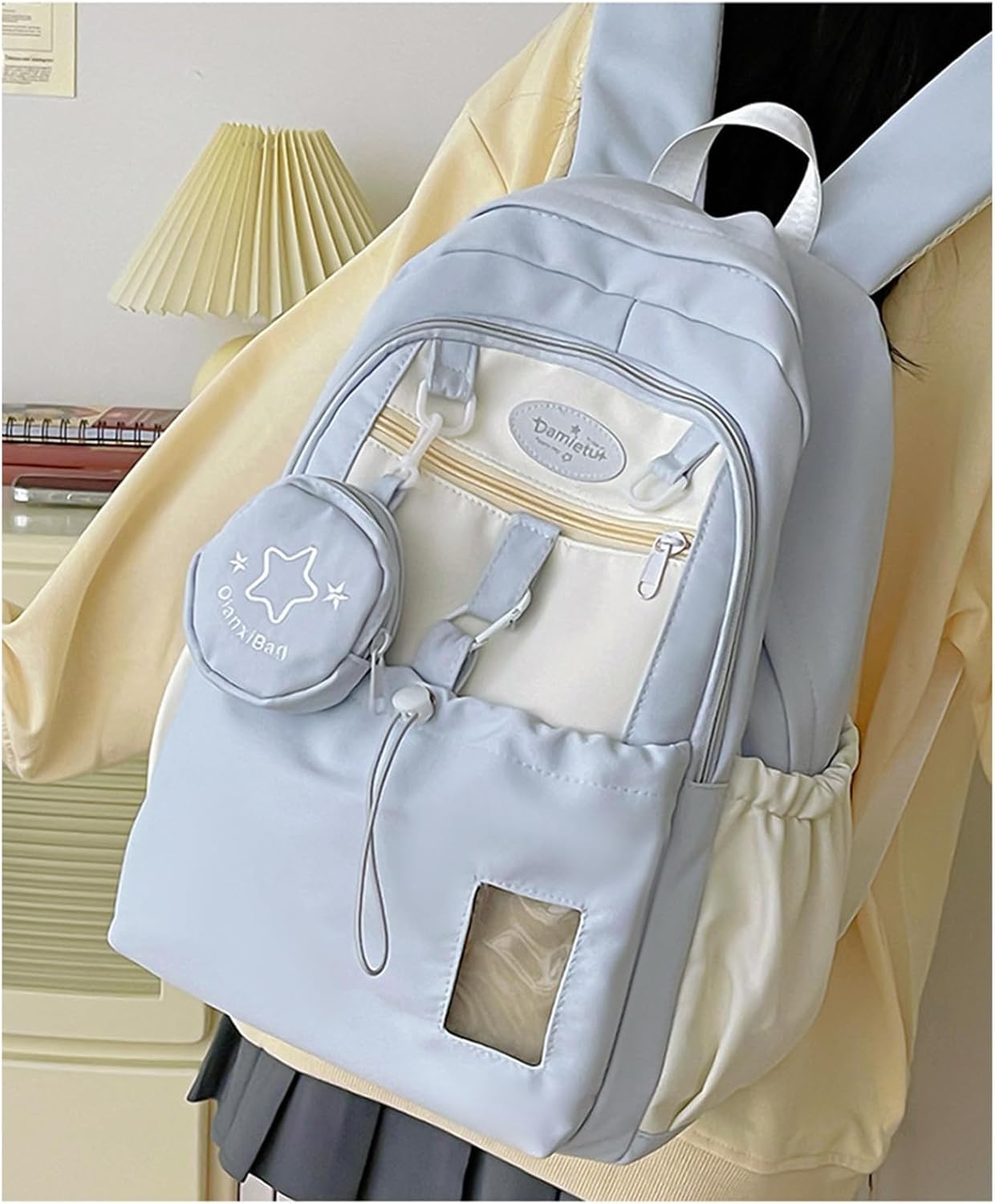 Goylmc Cute Backpack, Travel Double Shoulder Bag, Laptop Backpack for 16” with Large Capacity Adjustable Straps (Blue)