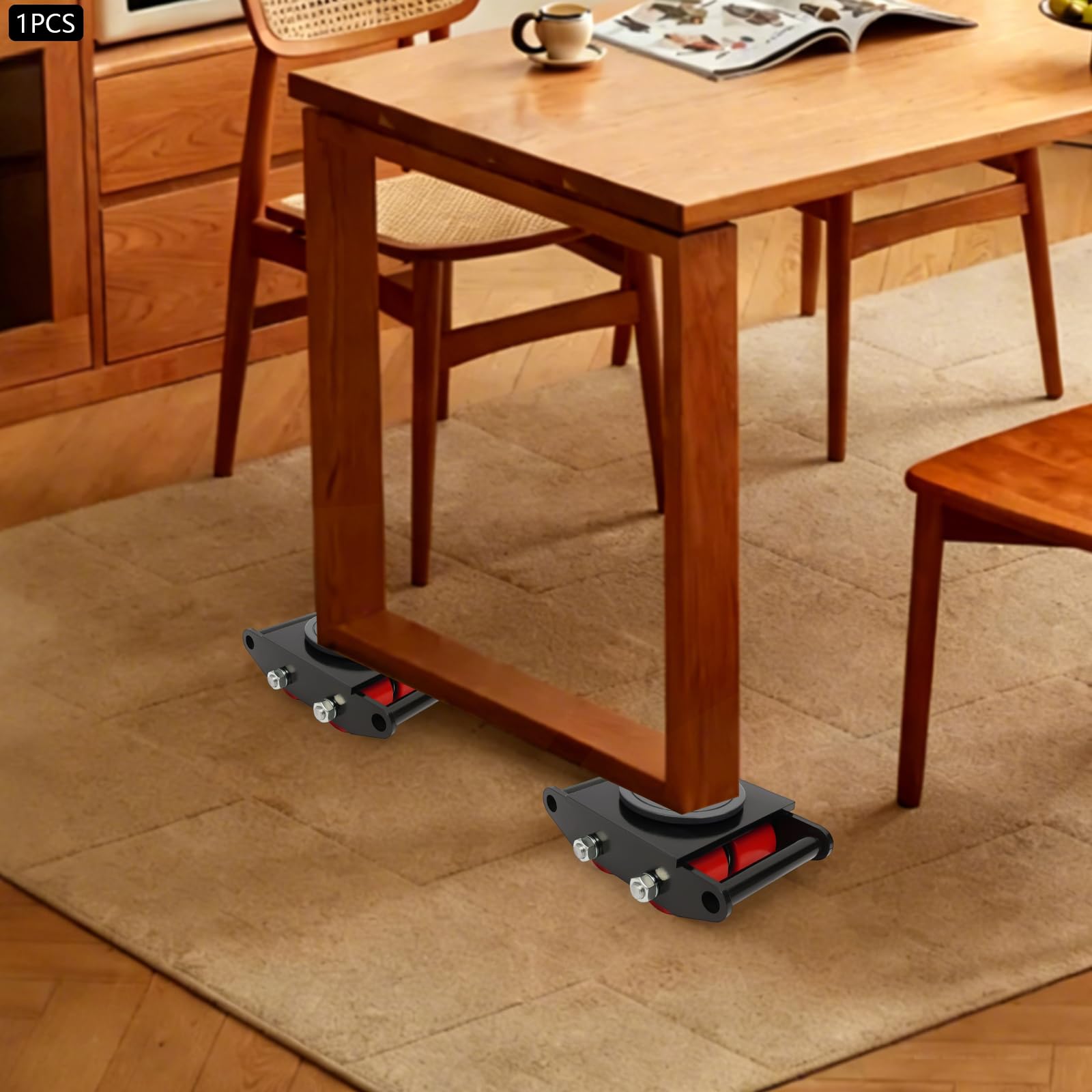 Trasloco di macchine 6T,Carrello di trasporto carico pesante,Carrelli di movimentazione auto,Rotazione a 360°,ruote silenziose PU, spostamento facile per mobili,macchina,oggetti pesanti,Nero