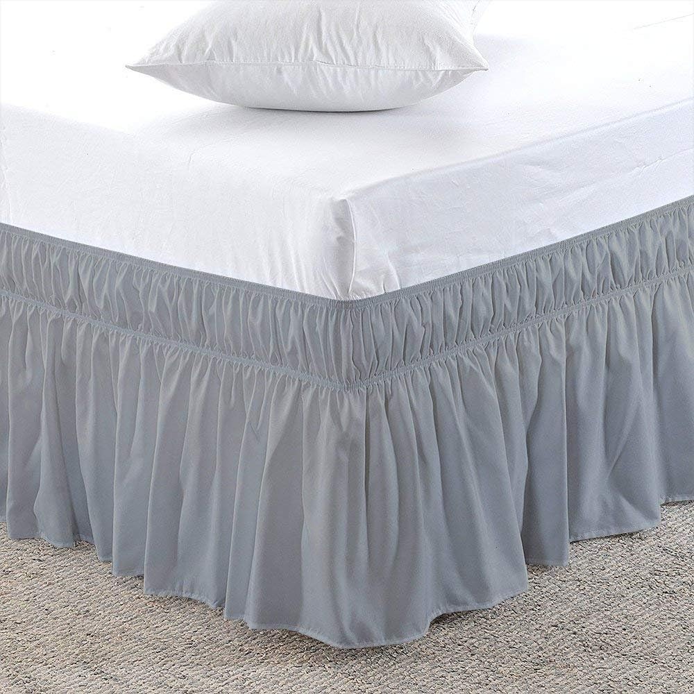 Ivory Wrap Around Bed Skirt Three Sided Fabric Silky Soft & Wrinkle Free Classic Stylish Look in Your Bedroom King-12 inch Drop