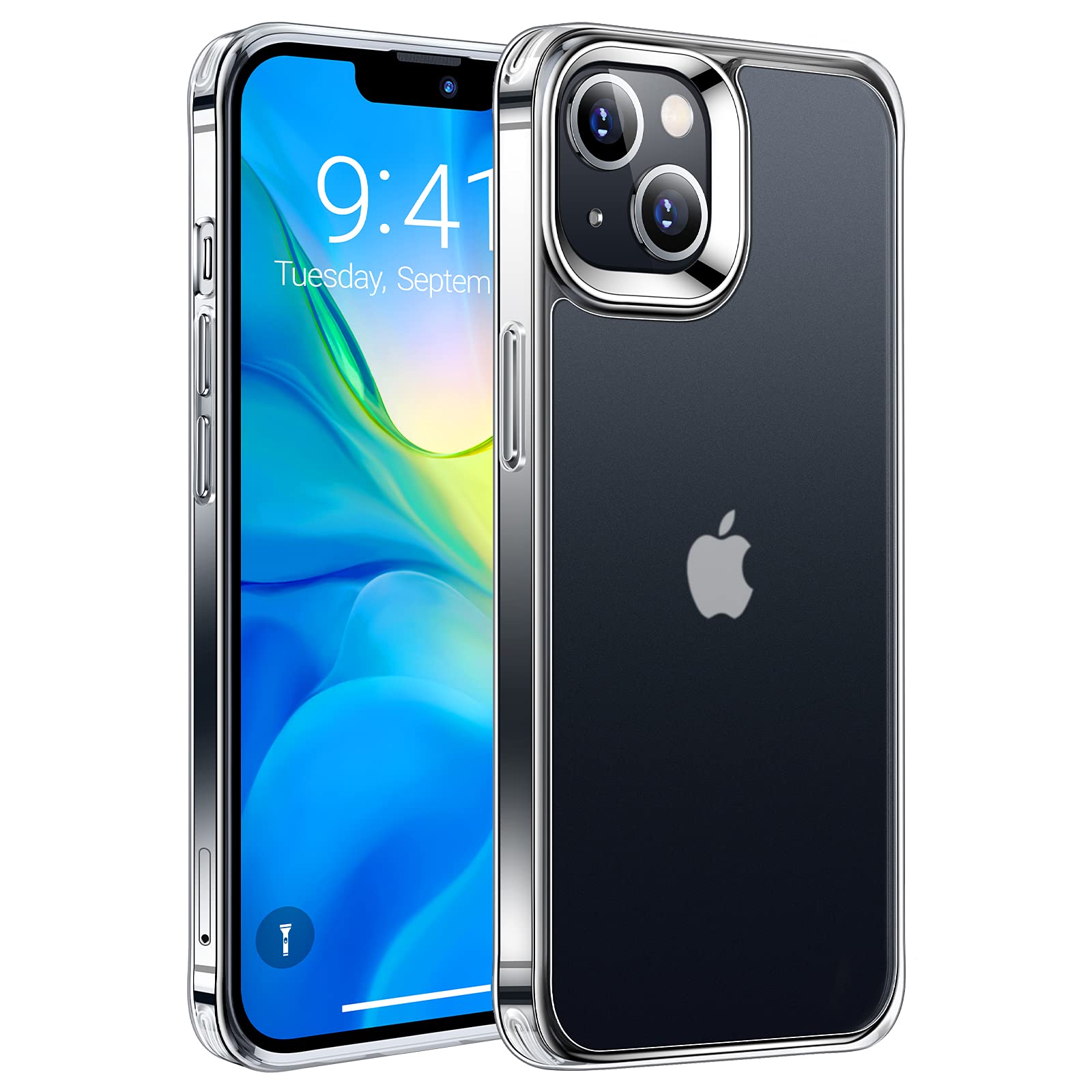 TORRAS für iPhone 13 Hülle Echter Zertifizierter Militärschutz Handyhülle iPhone 13 Case Stoßfest Kratzfest Schutzhülle iPhone 13 mit bunten Tasten Tolle Haptik und Optik Diamant Serie Transparent
