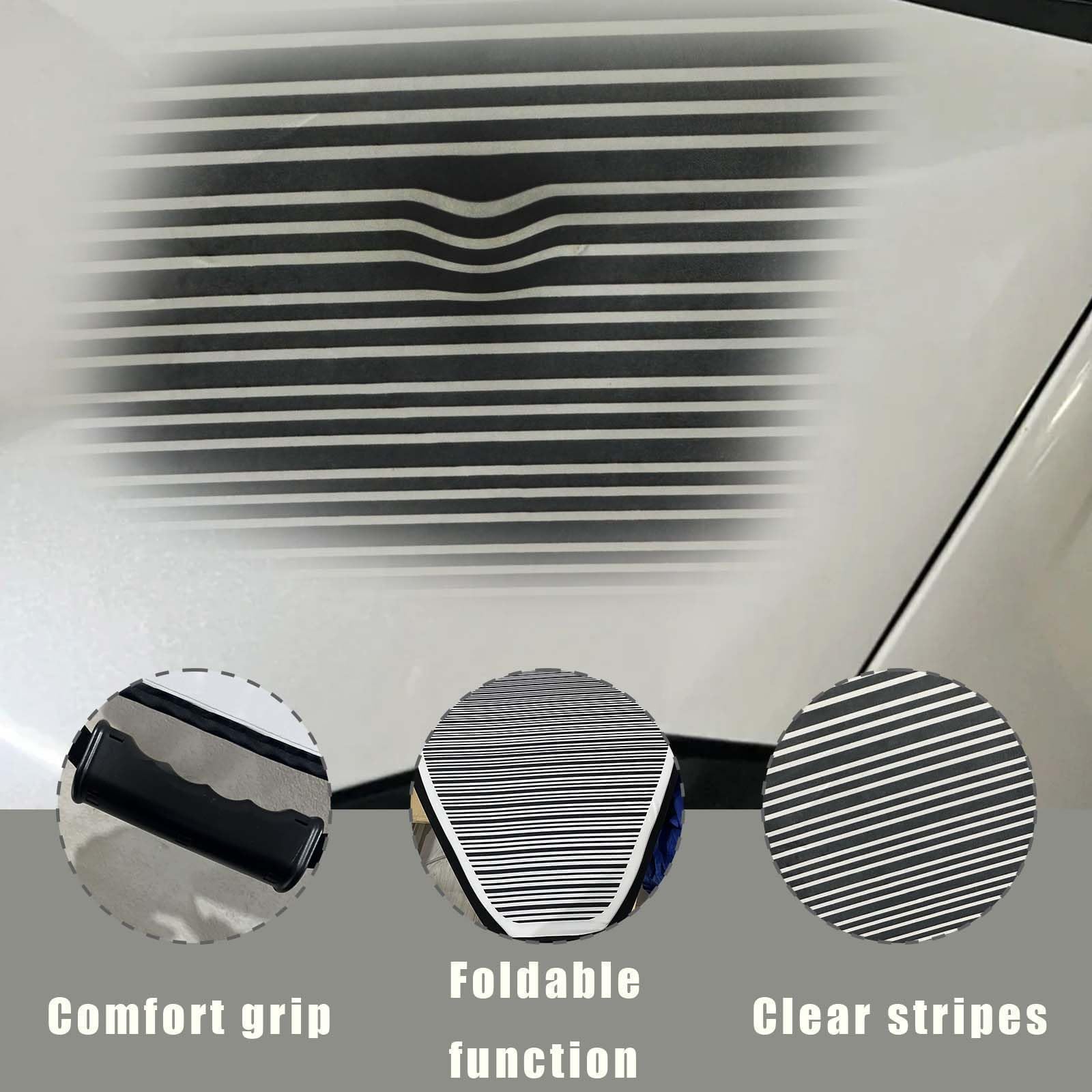 Riflettore per Ammaccature Auto,80cm Pieghevole Pannello Delle Ammaccatura,Riflettore pieghevole a strisce,riflettore per auto,Pieghevole Pannello Delle Ammaccatura,per ammaccature, porte, tester