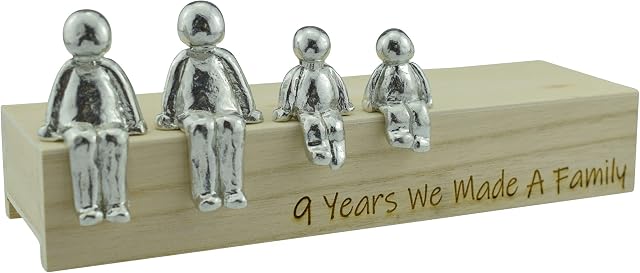 9th Anniversary Idea - 9 Years We Made A Family Metal Ornament - Choose Your Family Combination Box & Woodgrain May Vary(2 Children)