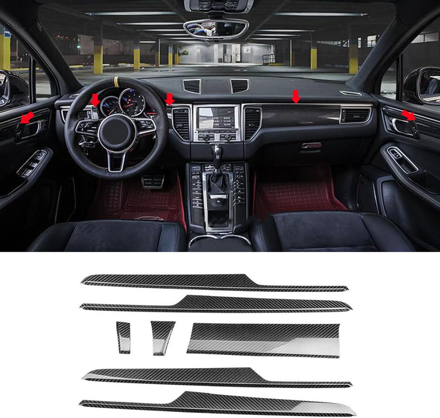 Fit For Porsche Macan 2015 2016 2017 2018 Carbon Fiber Interior Cover Trim Parts