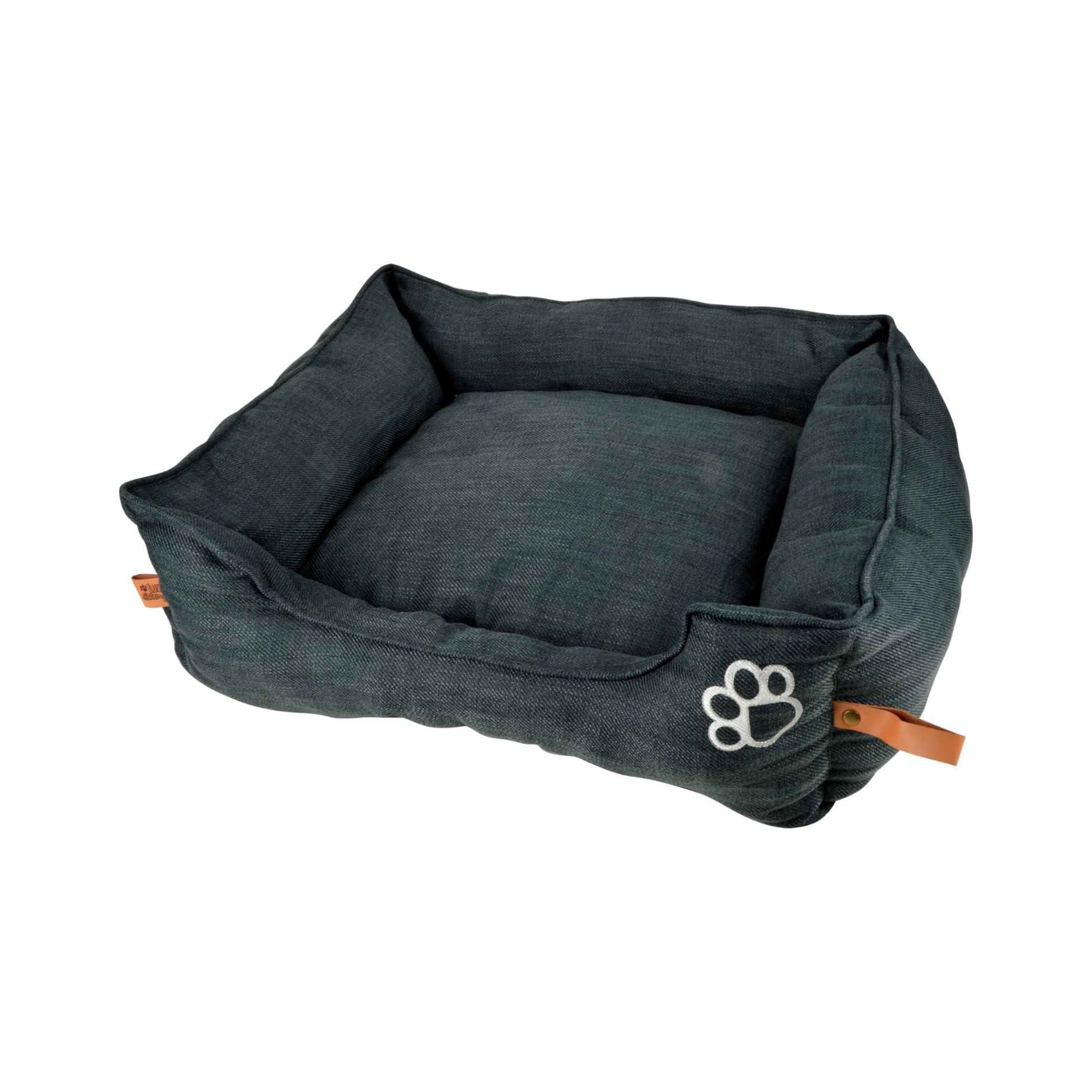 Panier rectangle polyester Love Story City Anthracite contre les douleurs articulaires du chien