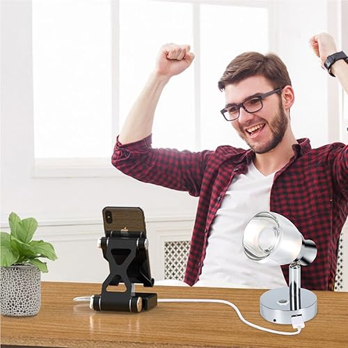 Miniatura 5 de GZV Luz de lectura LED de 10V-30V RV con puerto de carga USB 5V3A, lámpara de pared de cuello de cisne flexible regulable para cámper, camioneta,