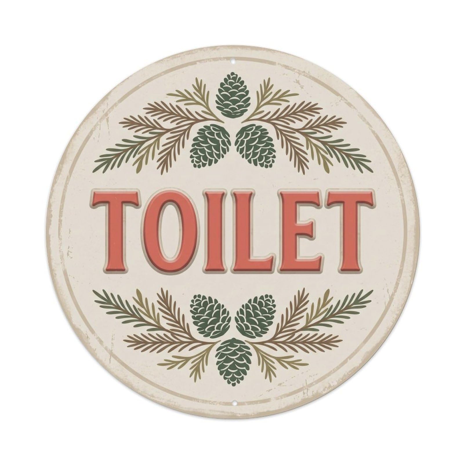 Okahys 8X8inch(20X20cm) Toilet(Wc) Signage Pinecone Vintage Metal Tin Sign