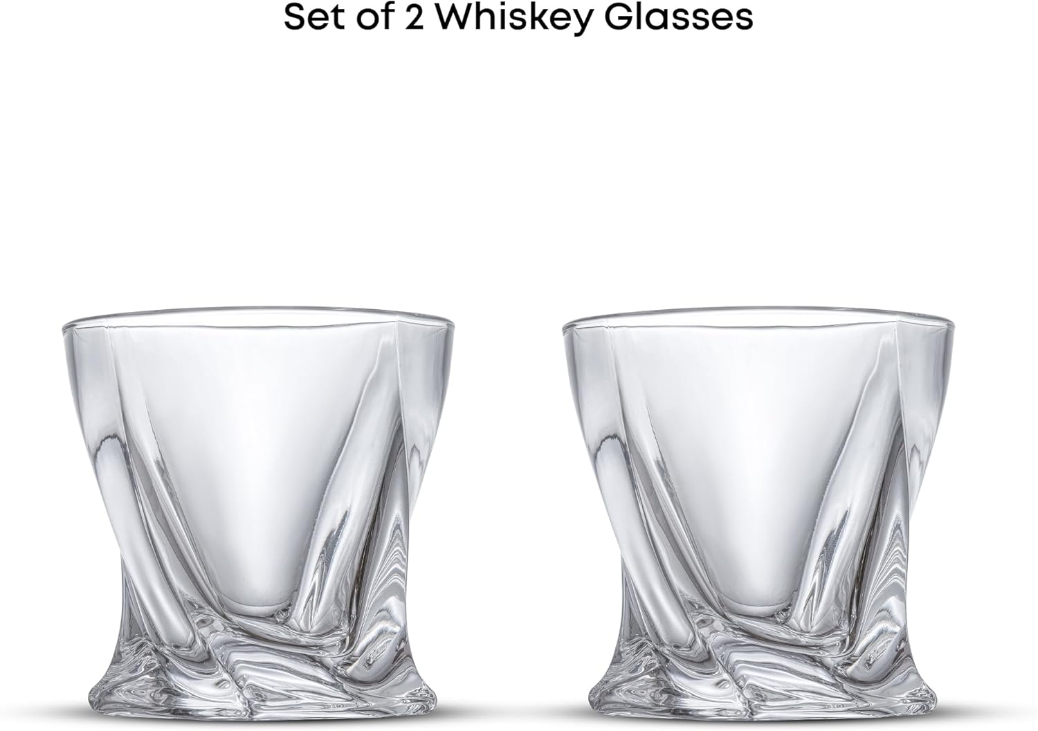 JoyJolt Atlas Crystal Whiskey Glasses, Old Fashioned Whiskey Glass 10.8 Ounce, Ultra Clear Crystal Scotch Glass for Bourbon and Liquor Set Of 2 crystal Glassware - Image 3