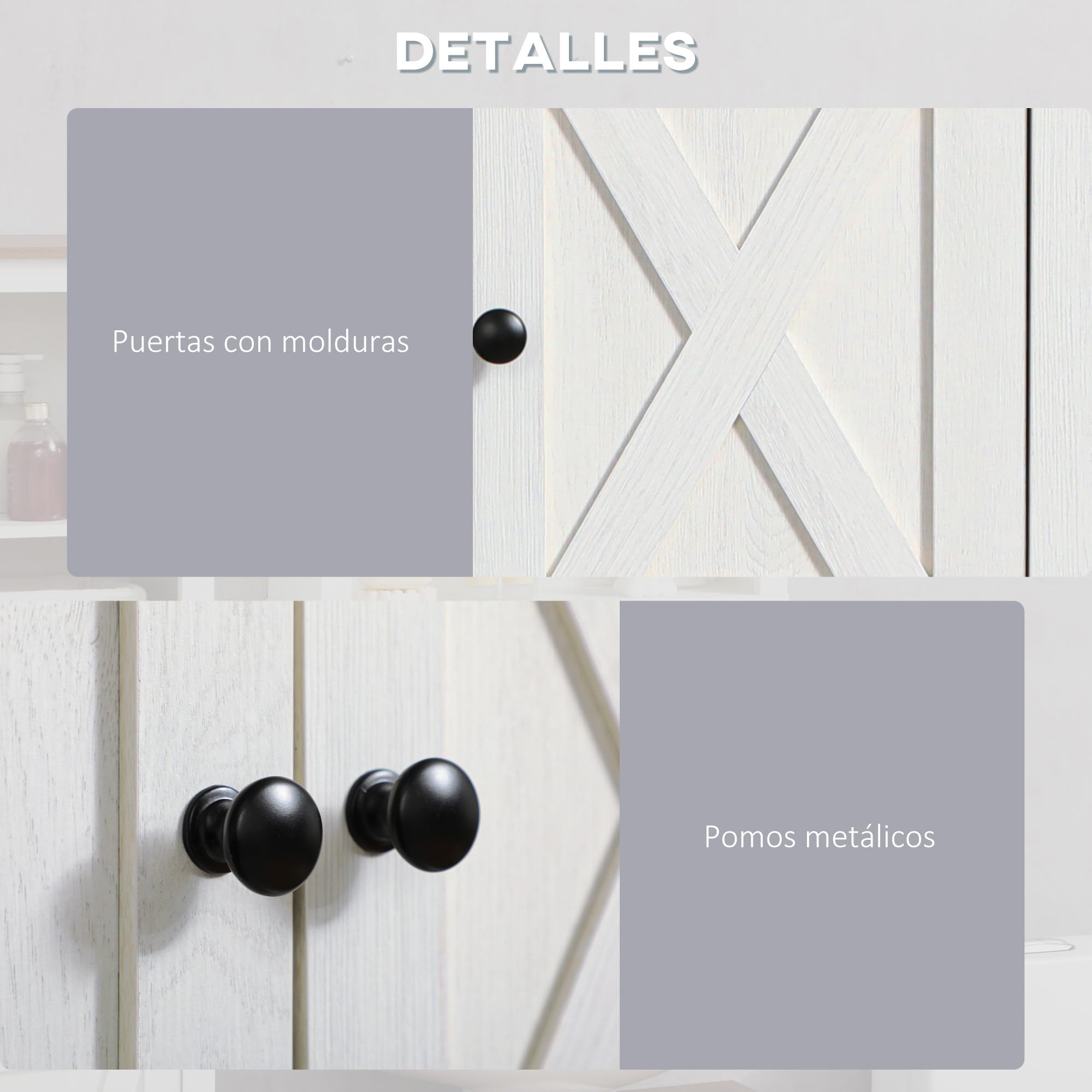 kleankin Armario de Pared para Baño Mueble de Baño Colgar con 2 Puertas y Estantes de Almacenamiento para Cocina Entrada Pasillo 60x19,5x52,5 cm Blanco