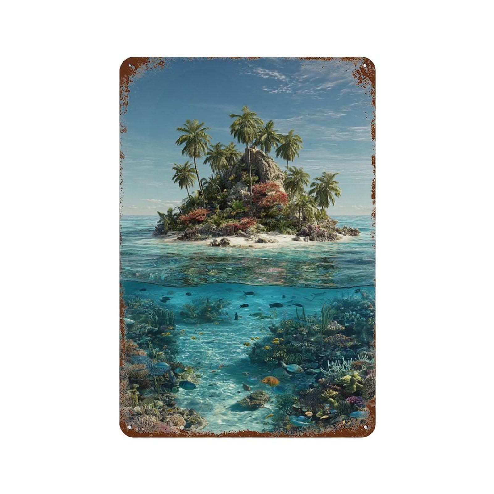 Tropical Island Paradise-4 Vintage Metal Tin Sign 11.8"x7.9", Vintage Wall Decor for Garage, Pub Or Kitchen