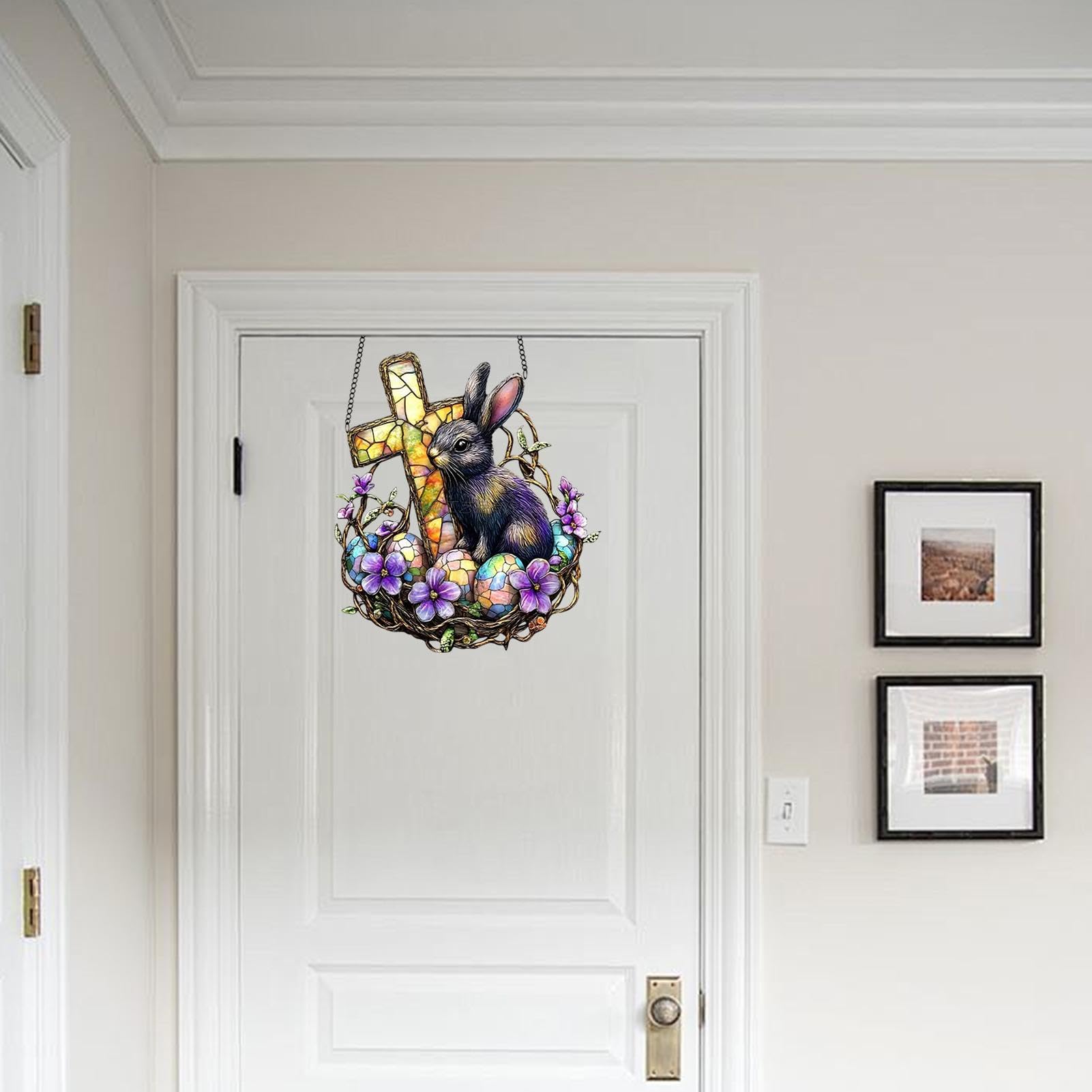Ornement Lapin De Pâques En Acrylique 2D Attrape-Soleil - Décoration Printanière Colorée Intérieur Et Extérieur