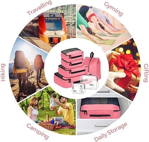 Miniatura 9 de Cubos de embalaje YAMIU. 7 piezas organizadoras para viaje, incluye bolsa de zapatos y 2 bolsas de aseo