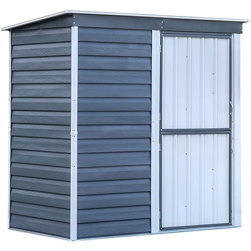 Arrow Shed SBS64 Shed-in-a-Box Compact Galvanized Steel Storage Shed with Pent Roof, 6'x4', Charcoal
