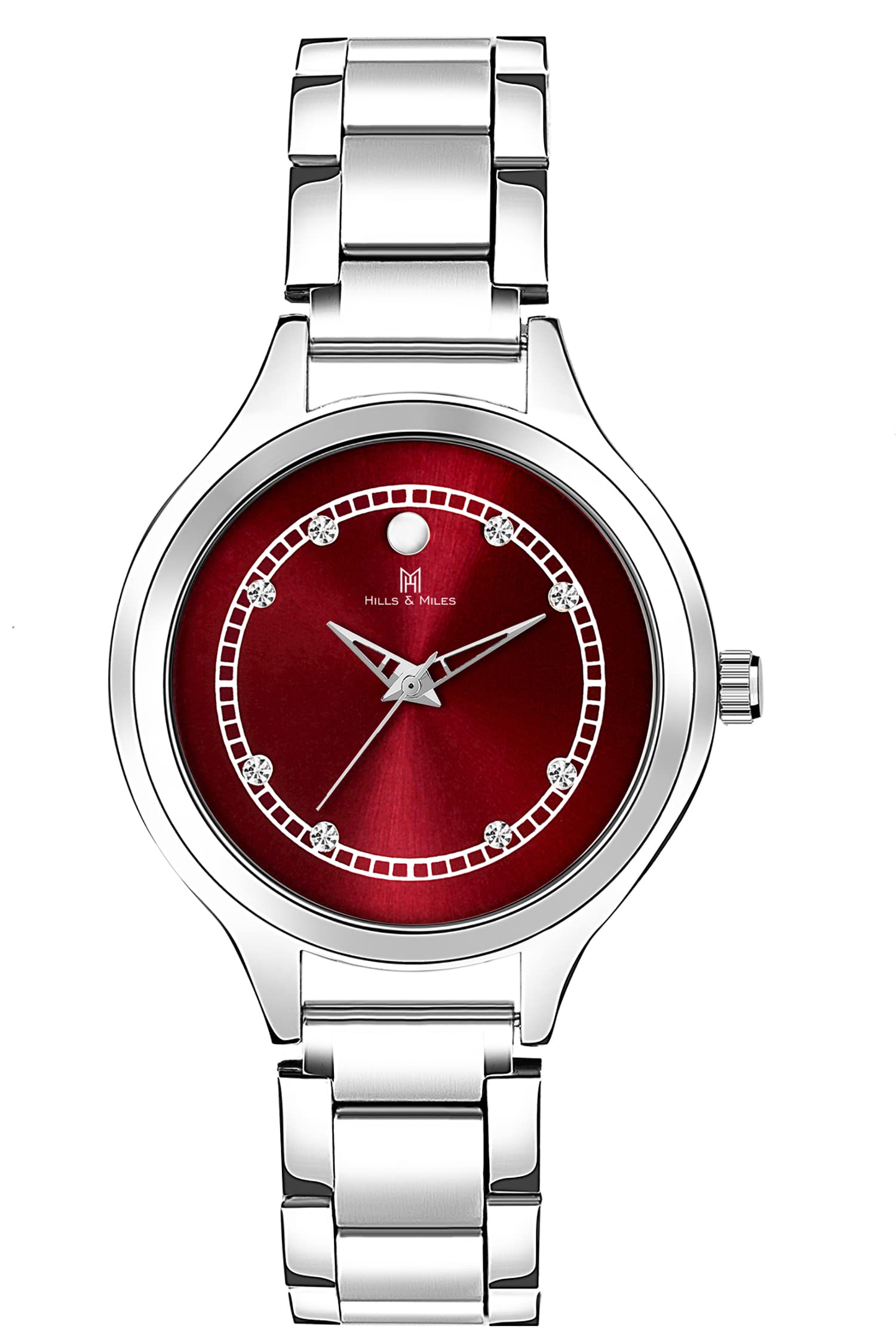 HILLS & MILES Fashion Studded Dial & Silver Trendy Elegant Bracelet Analog Watch - for Women and Girls (B0B7B24D8Y) Amazon Price History, Amazon Price Tracker