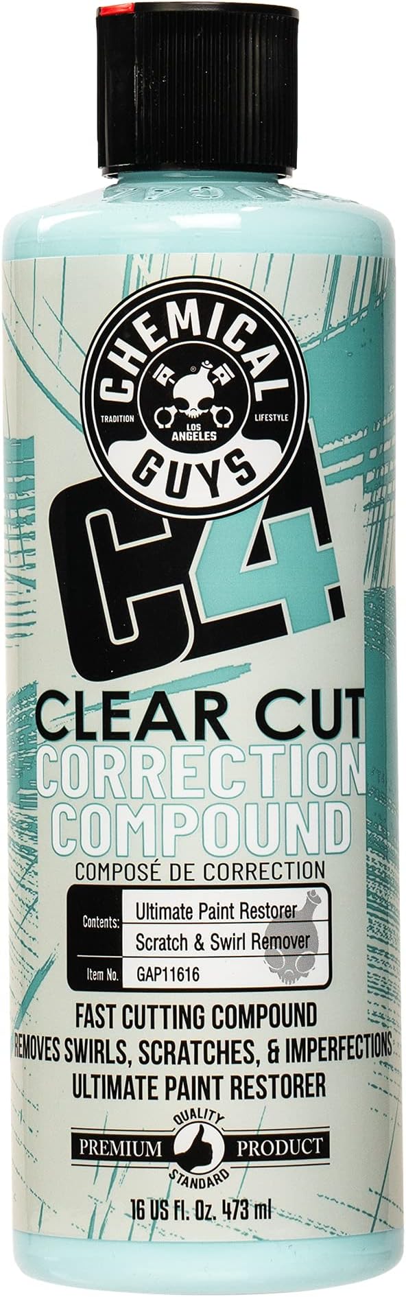 Chemical Guys GAP11616 C4 Clear Cut Correction Compound (Paint Correction - Fixes Scratches, Swirls & Holograms), 16 oz.