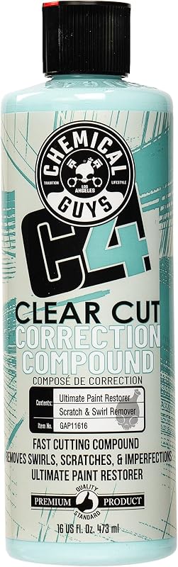 C4 Clear Cut Correction Compound for Paint Defects, 16 oz | Pro compound cuts swirls, holograms and scratches from clear coat, leaving a smooth, glossy, correction-ready finish
