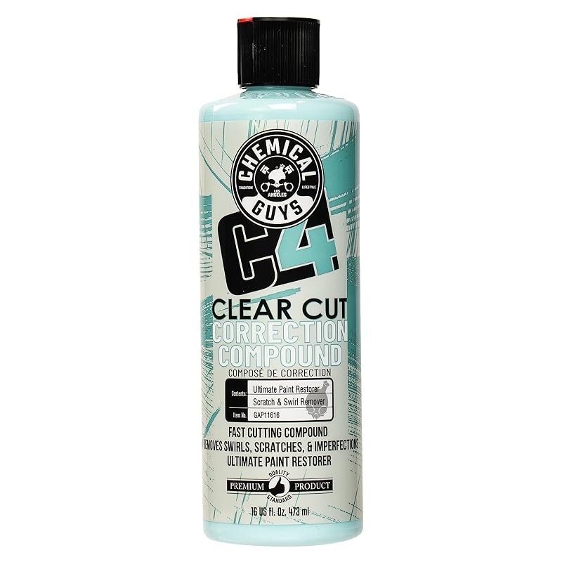 Composto para Polimento Chemical Guys C4 Clear Cut para Correção de Defeitos em Pintura, frasco de 473 mL