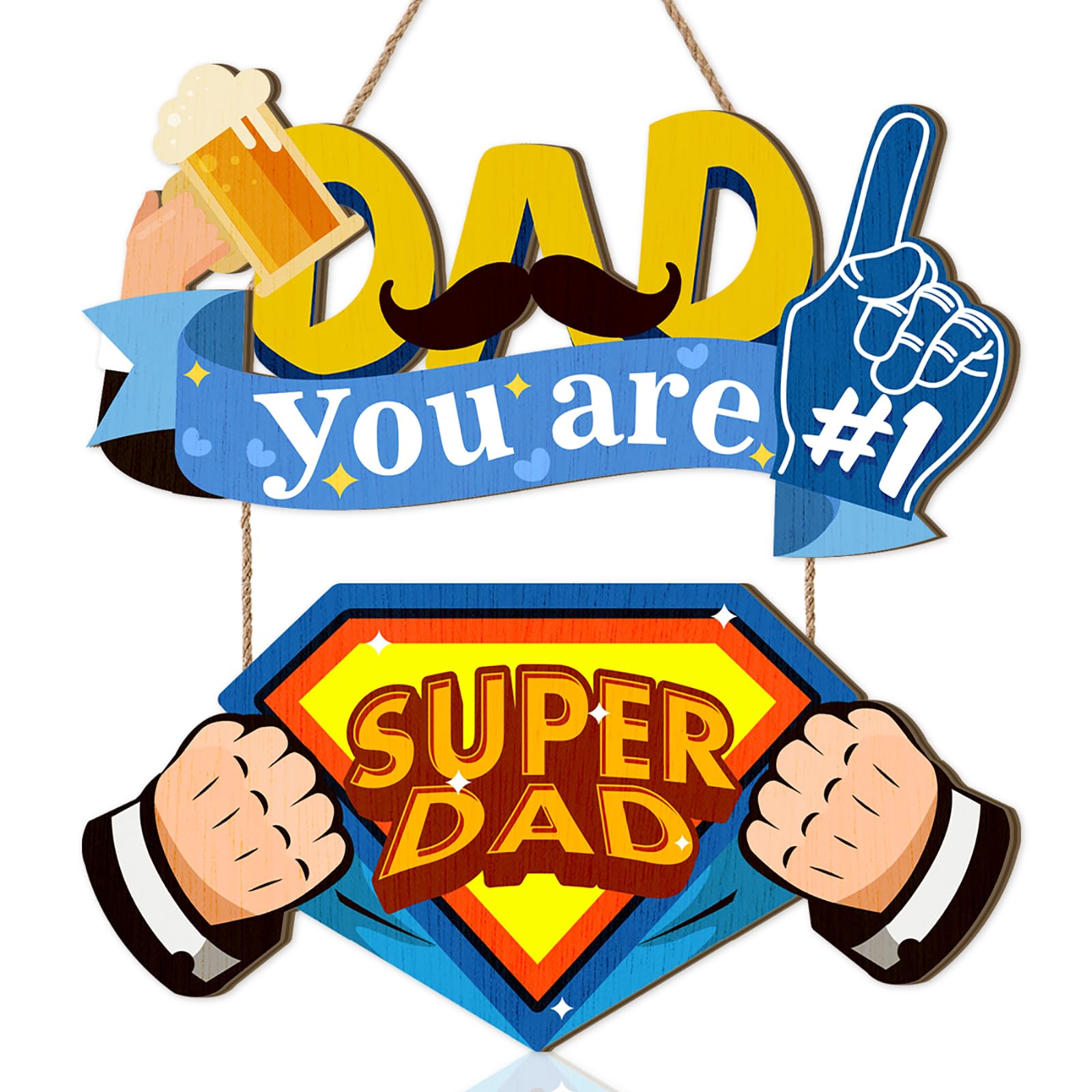 TOARTi Dad You are #1 Super Dad Sign for Father’s Day Gift Beer Dad's Day Wall Hanging Plaque for Papa Funny Home Beer Decorations Man Cave