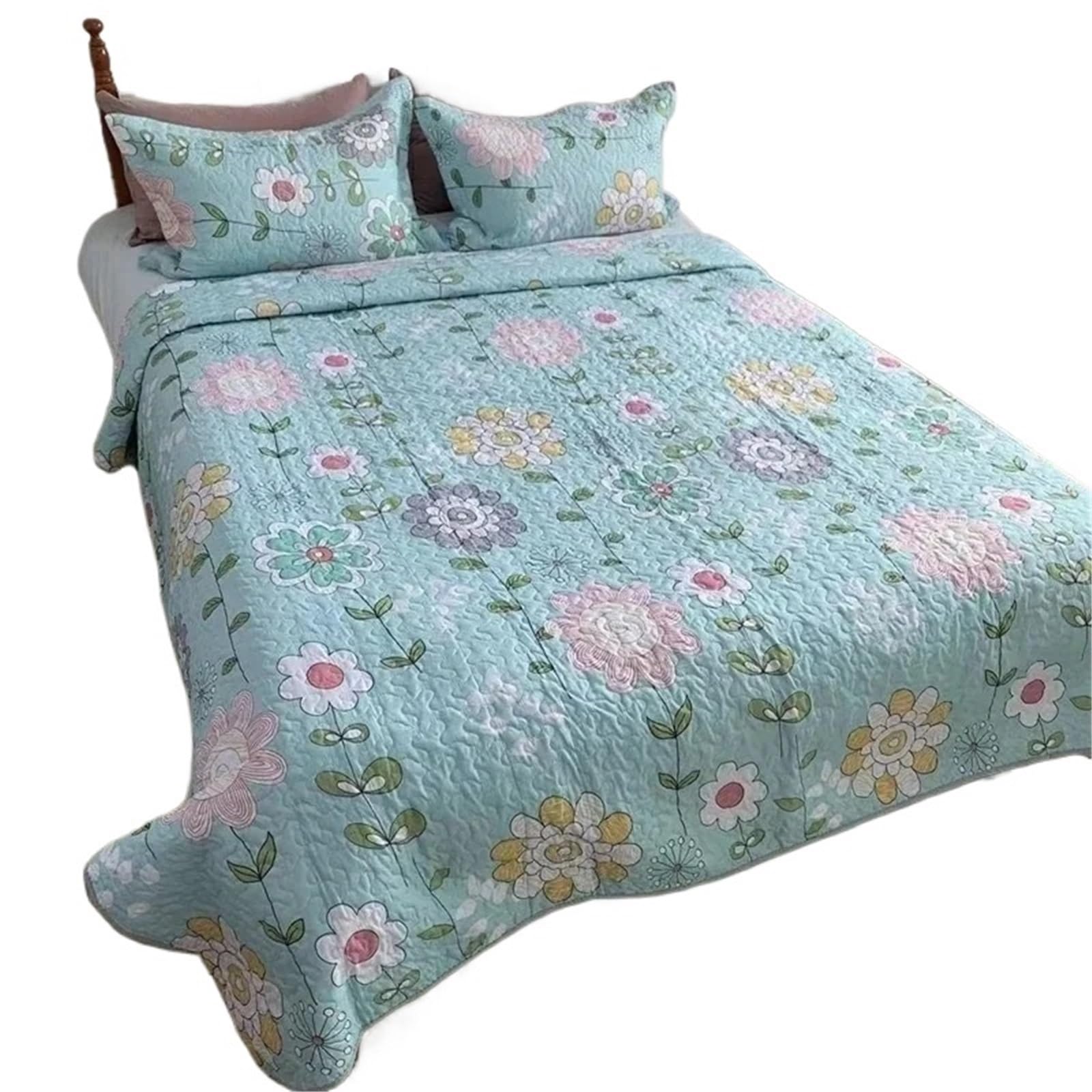 DAJGRHE Bedspread 1PC Washed Cotton Bed Cover Summer Quilt Twin Queen Coverlet Blanket No Pillowcase(Color 07,220x240cm)